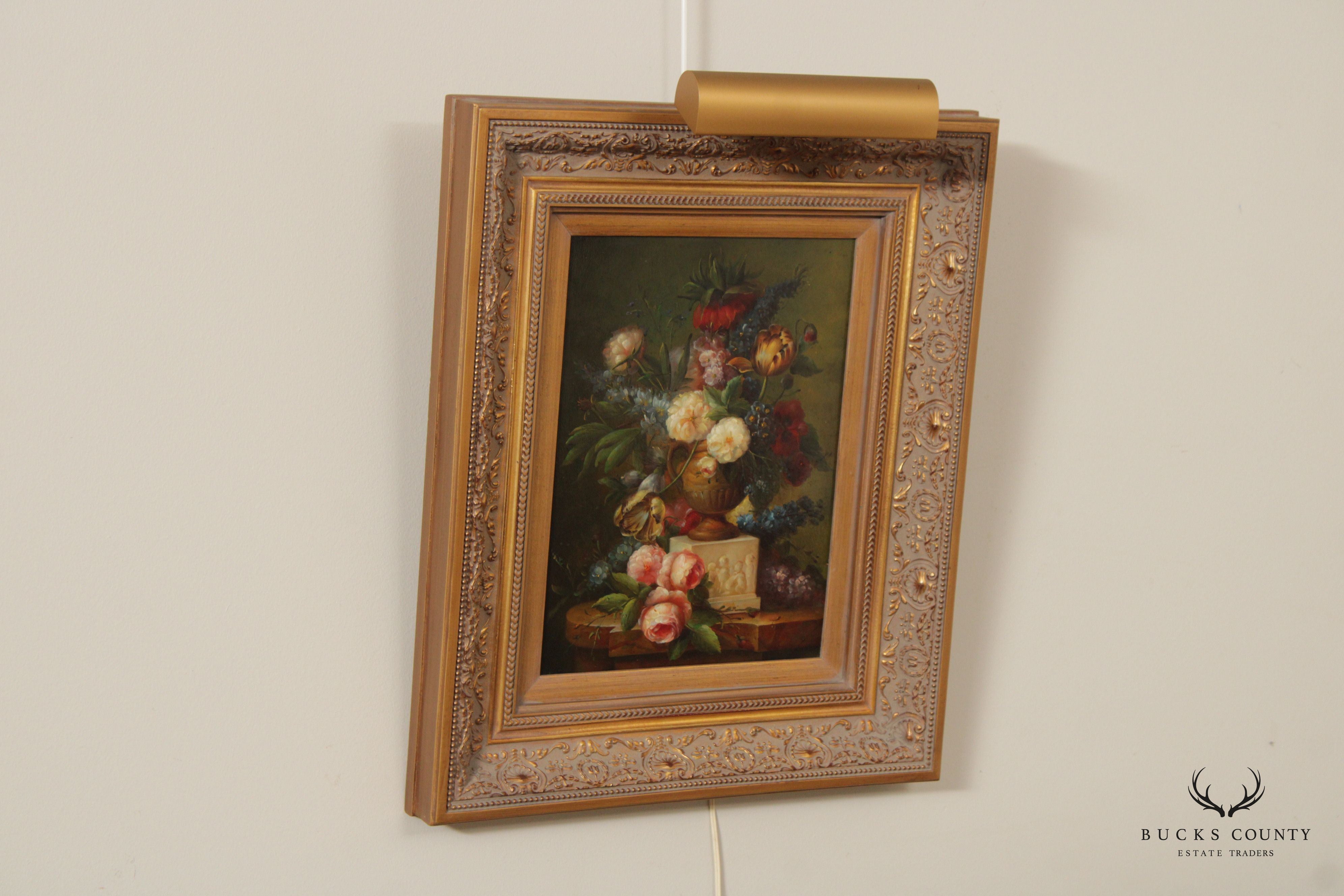 Gilt Frame French Victorian Style Floral Still Life Oil Painting