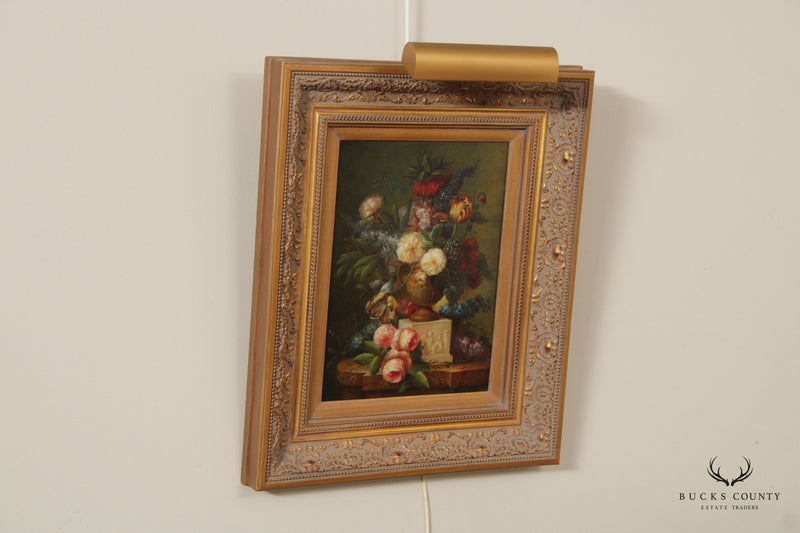 Gilt Frame French Victorian Style Floral Still Life Oil Painting