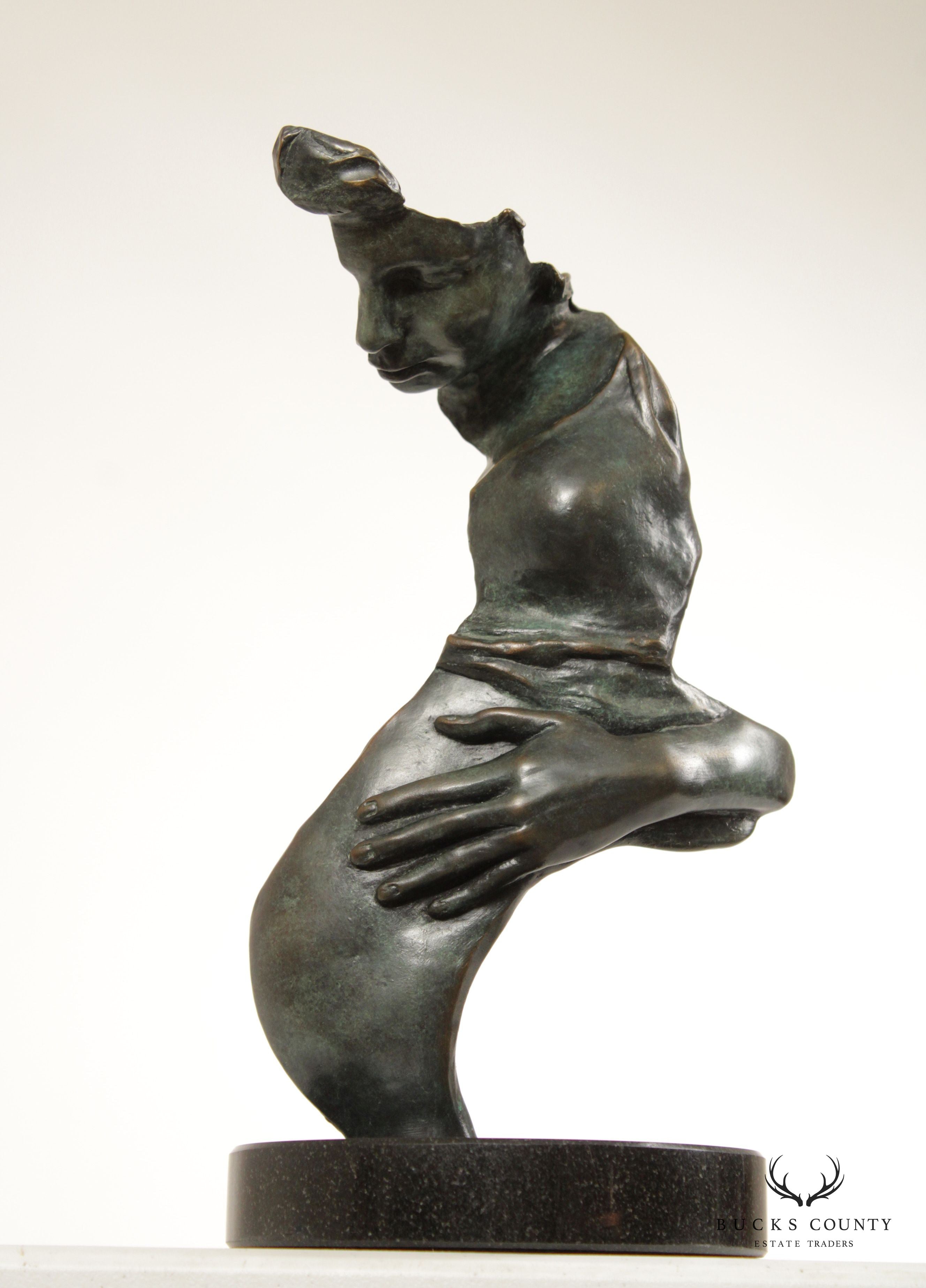 BRONZE CONTEMPORARY SCULPTURE OF MOTHER, SIGNED