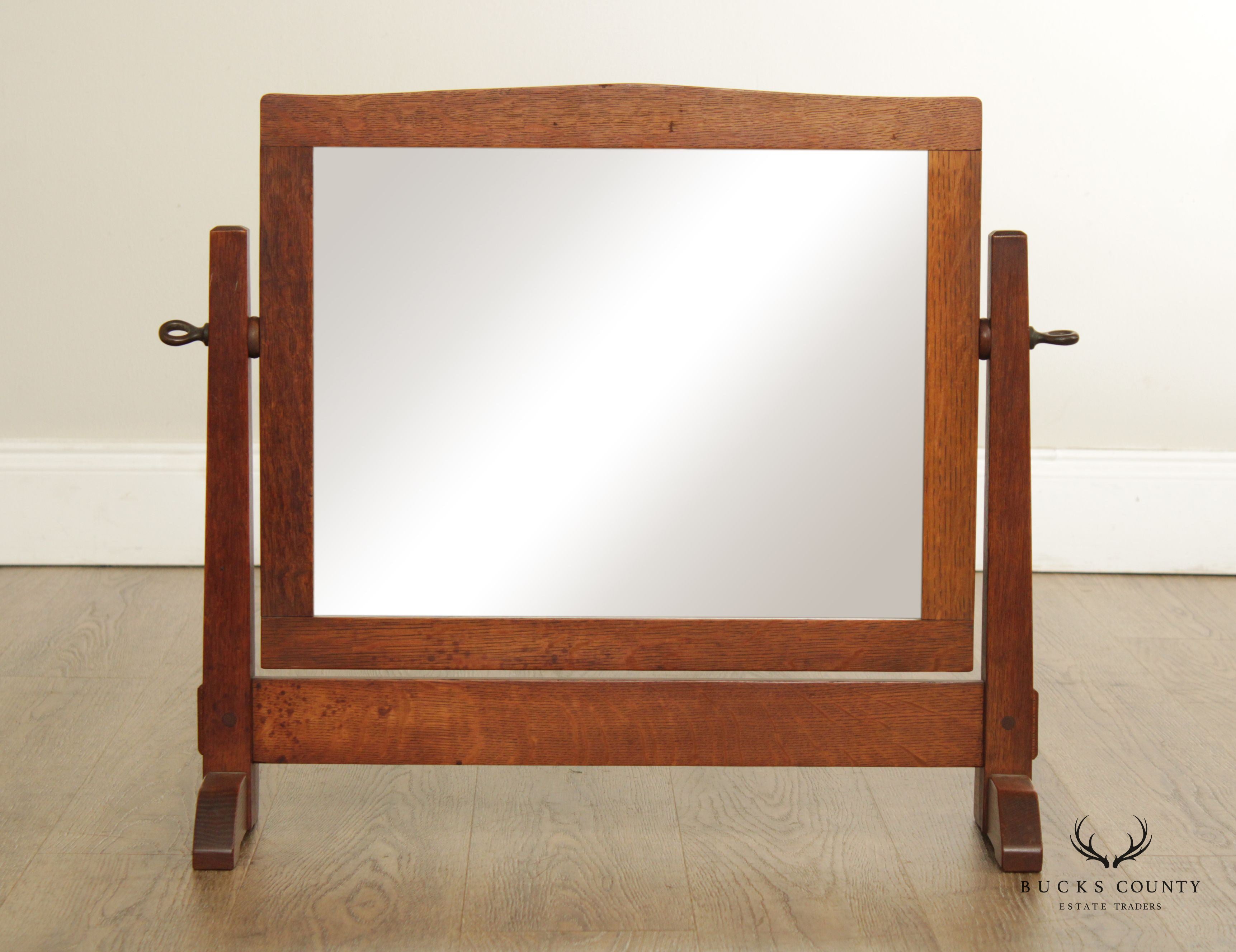 Gustav Stickley Antique Mission Oak Shaving Mirror