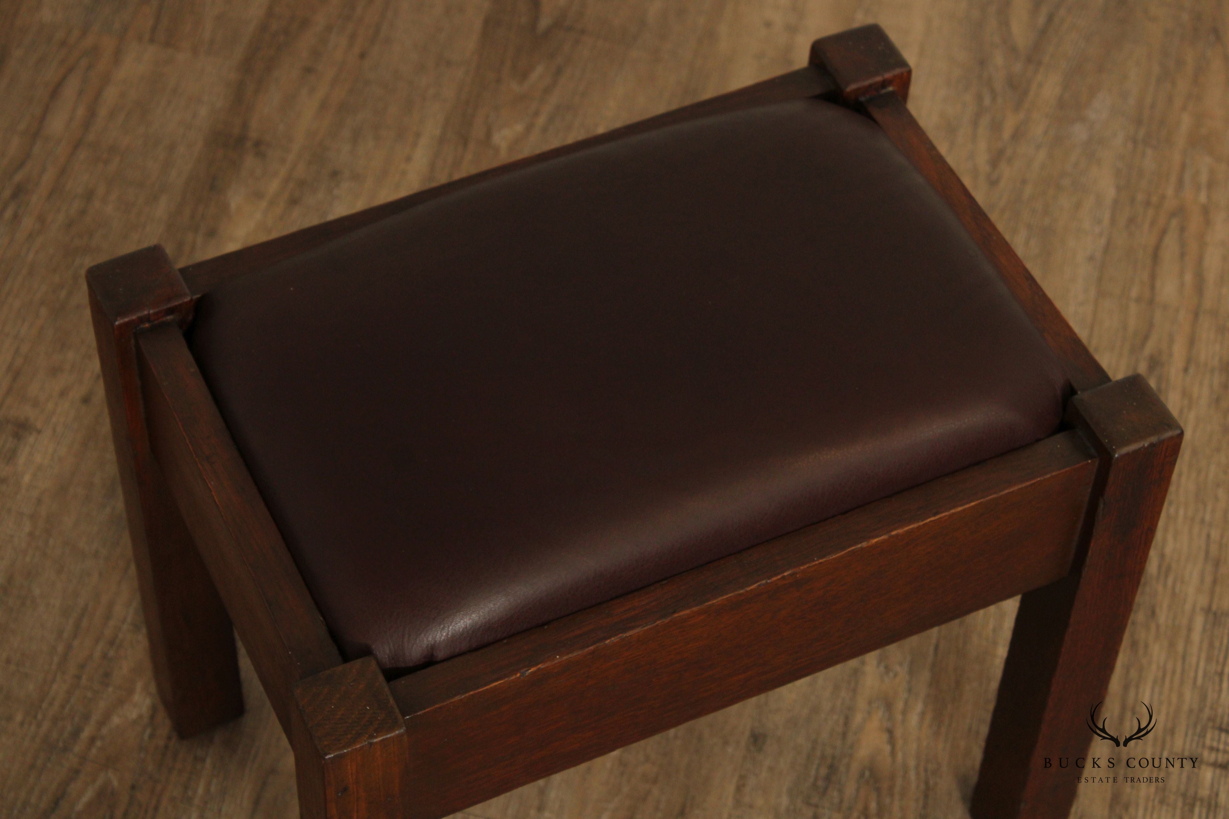 Stickley Brothers Mission Oak and Leather Footstool