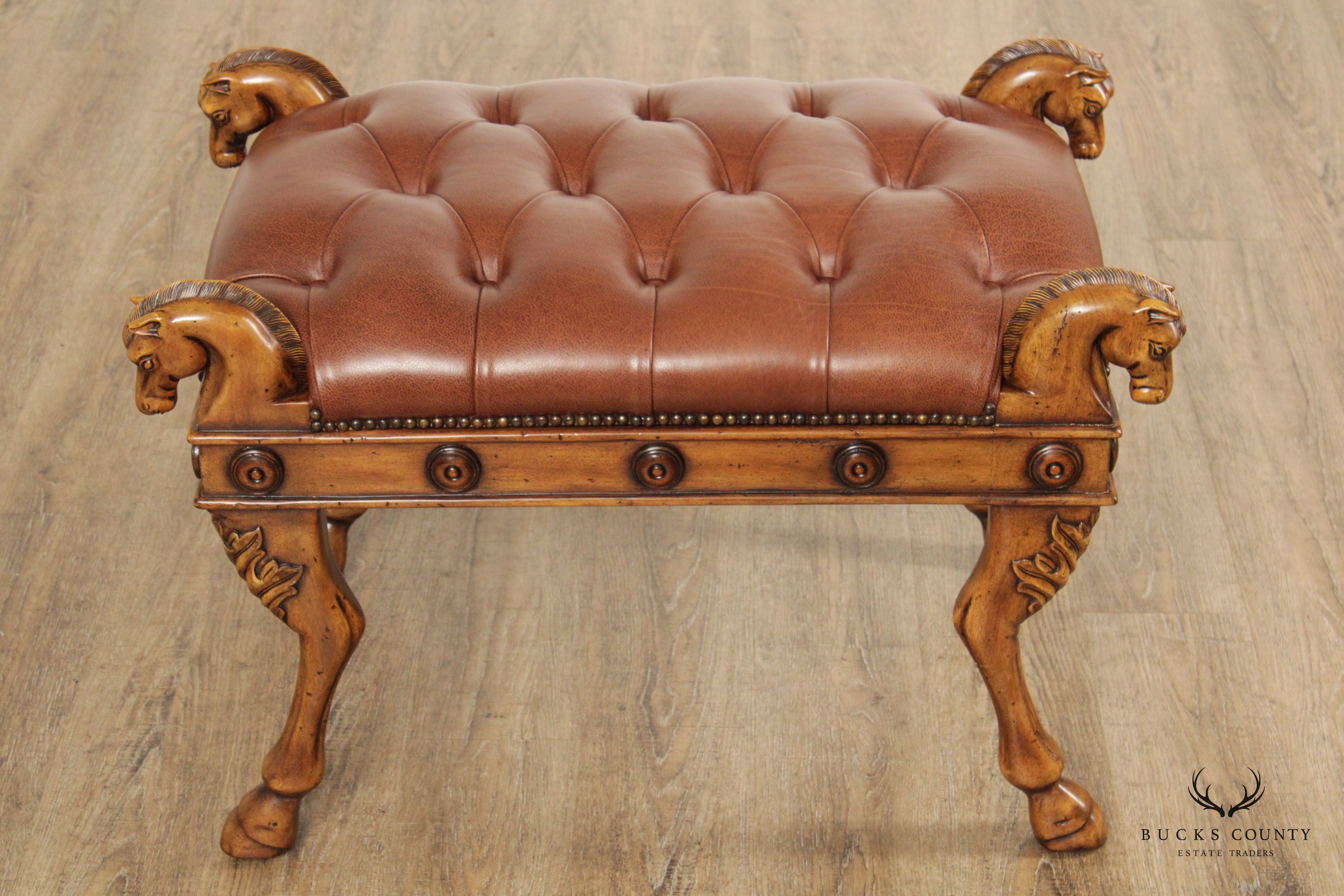 Theodore Alexander Tufted Leather Horse Head Stool