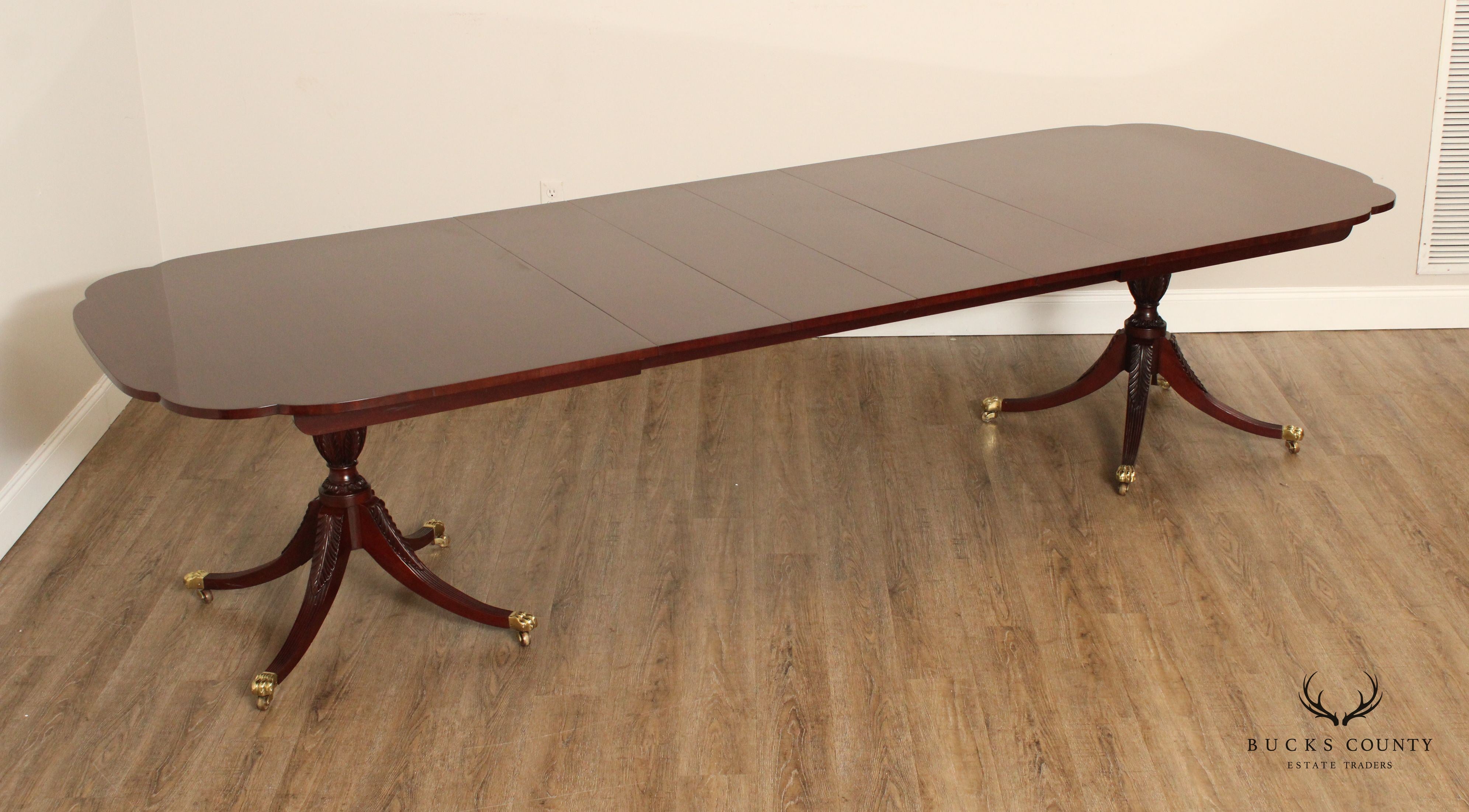 Kindel Mahogany Double Pedestal Extendable Dining Table