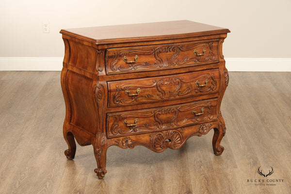 Italian Rococo Carved Walnut Vintage Bombe Chest of Drawers