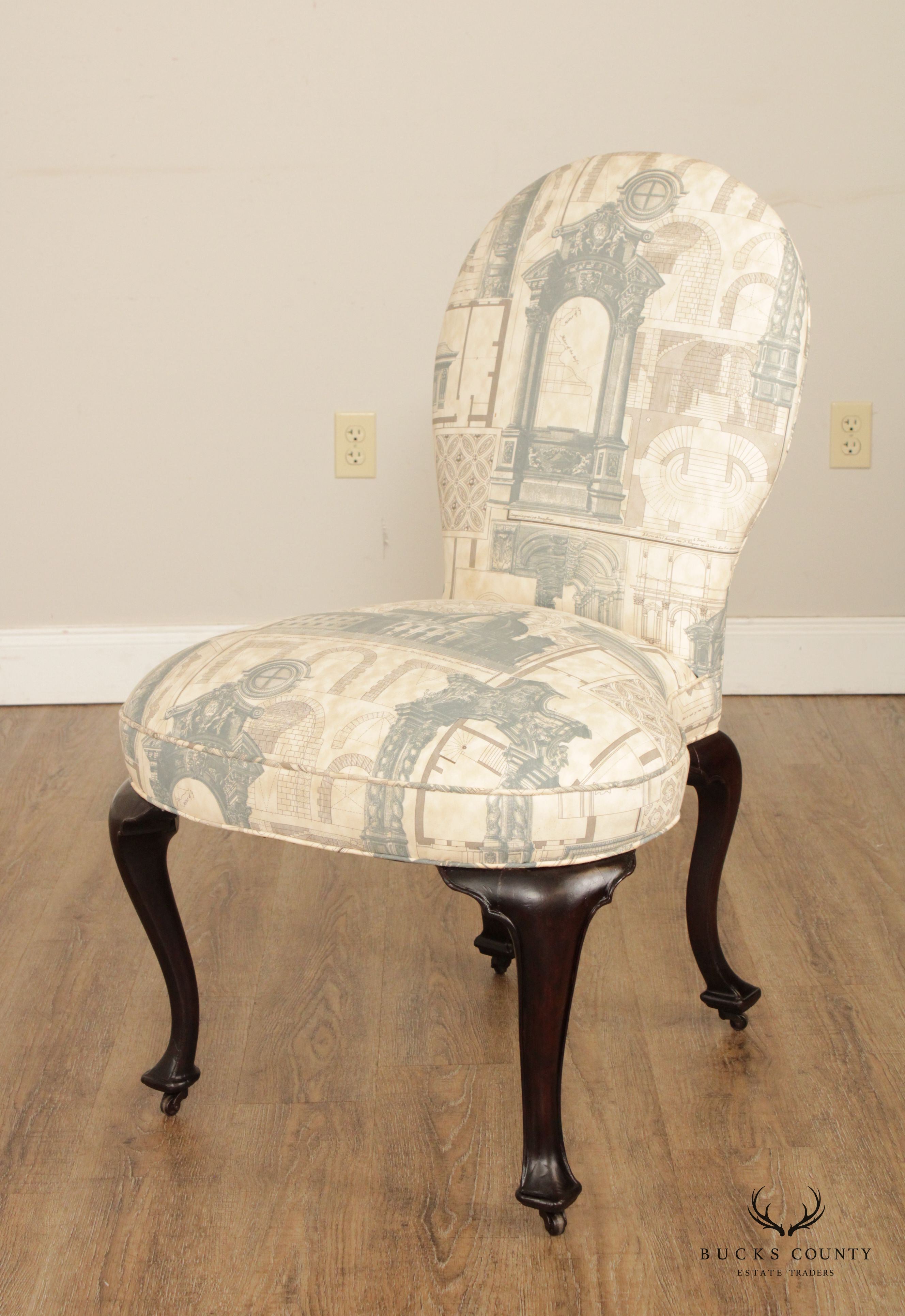 English Victorian Custom Upholstered Side Chair