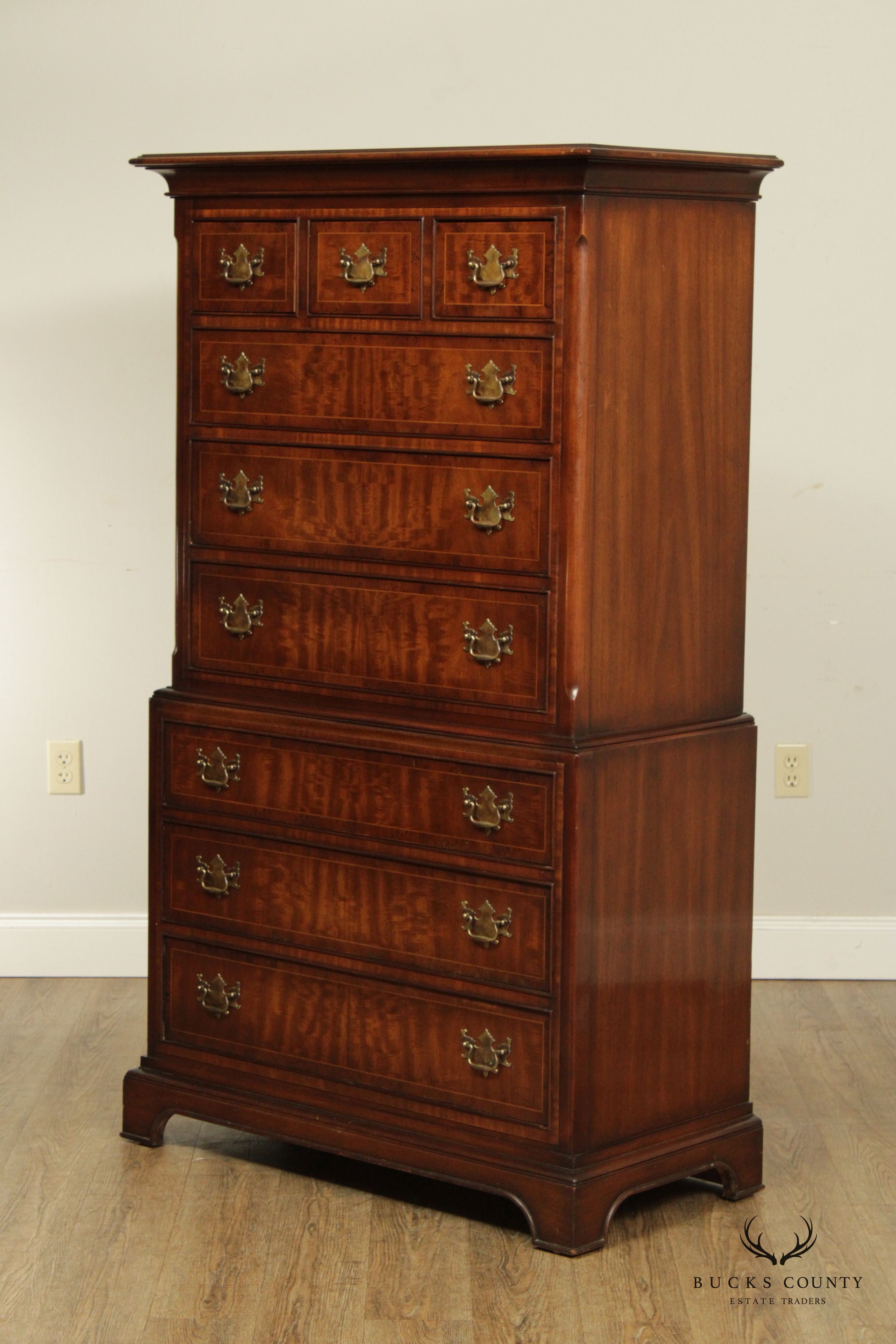 Davis Cabinet Co. Chippendale Style Mahogany Chest on Chest