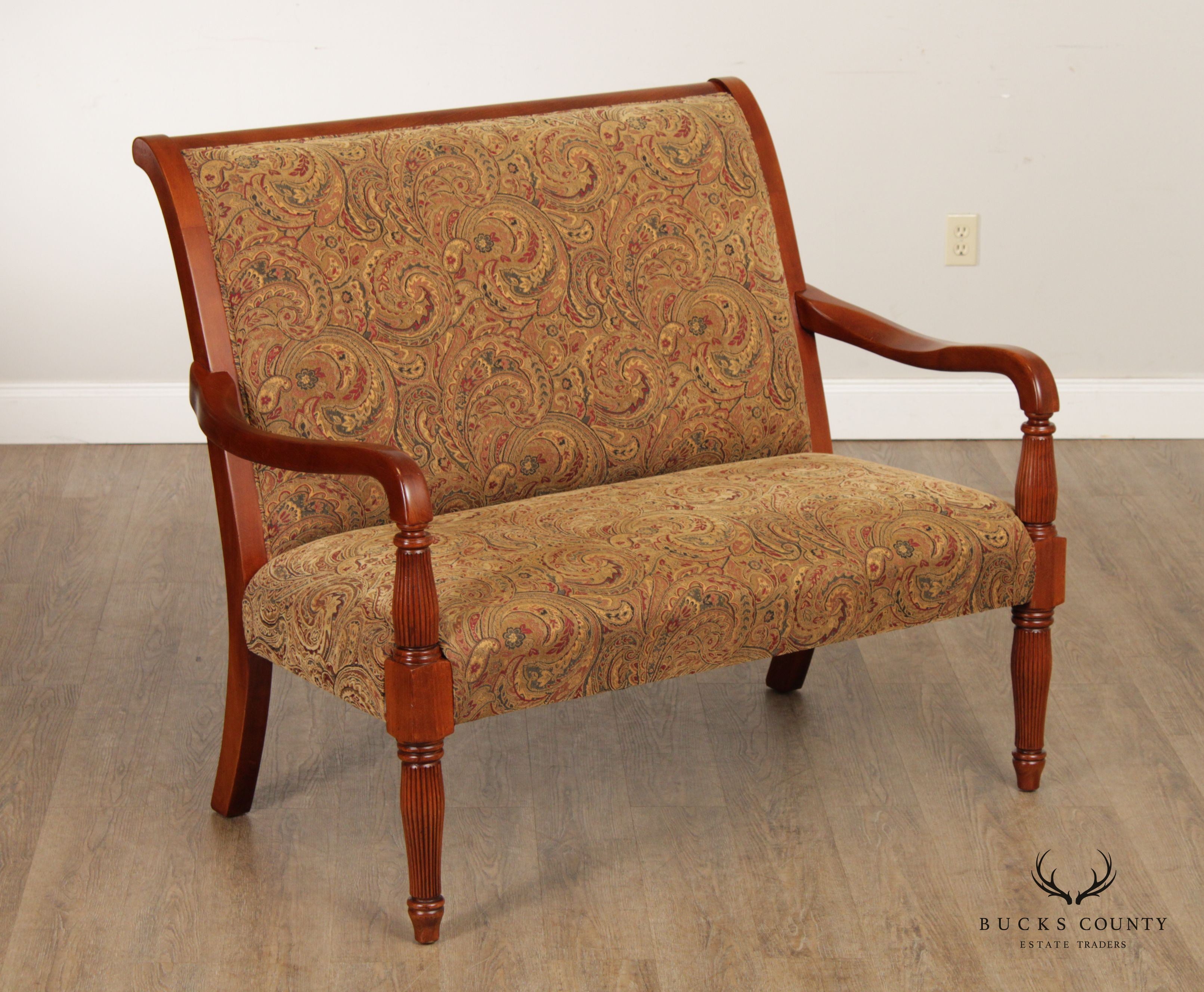 Fairfield Sheraton Style Paisley Upholstered Settee