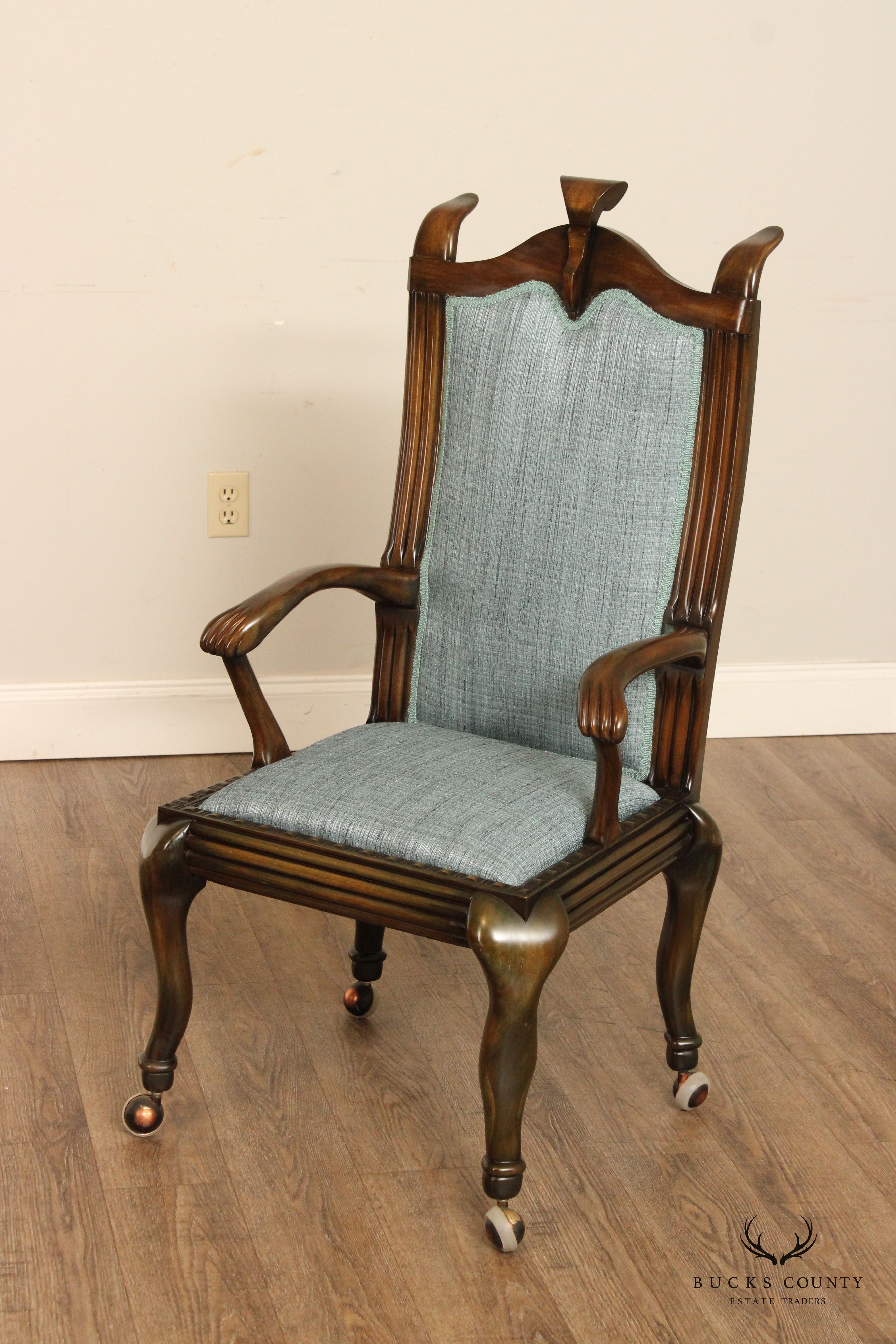 1930's Custom Sculpted Wood Executive Armchair