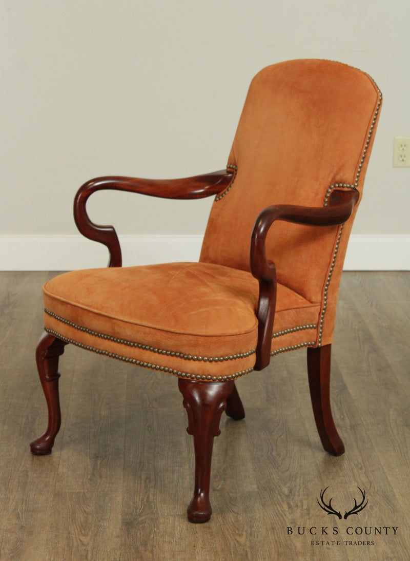 Queen Anne Style Mahogany Frame Armchair