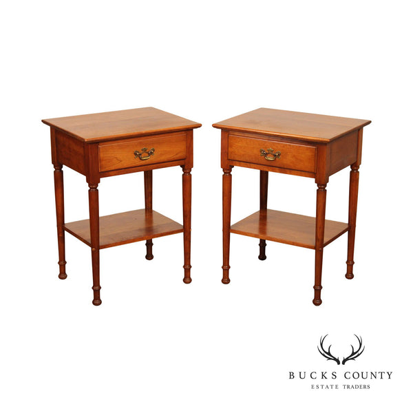 Stickley Early American Style Pair of Cherry Nightstands