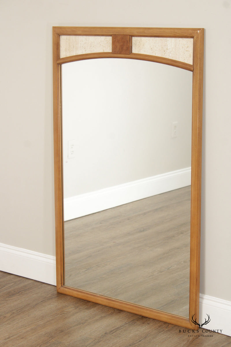 Mid Century Modern Arched Travertine Accent Wall Mirror