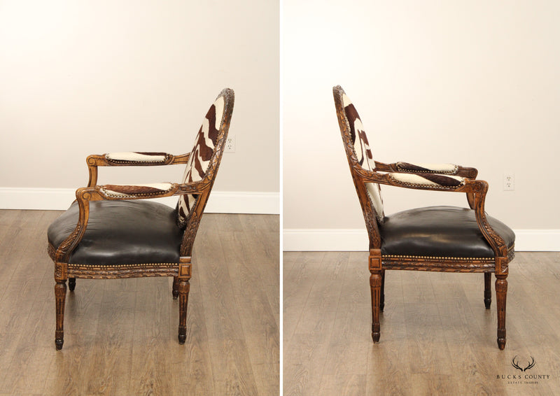Old Hickory Tanner French Louis XVI Style Fauteuil Armchair