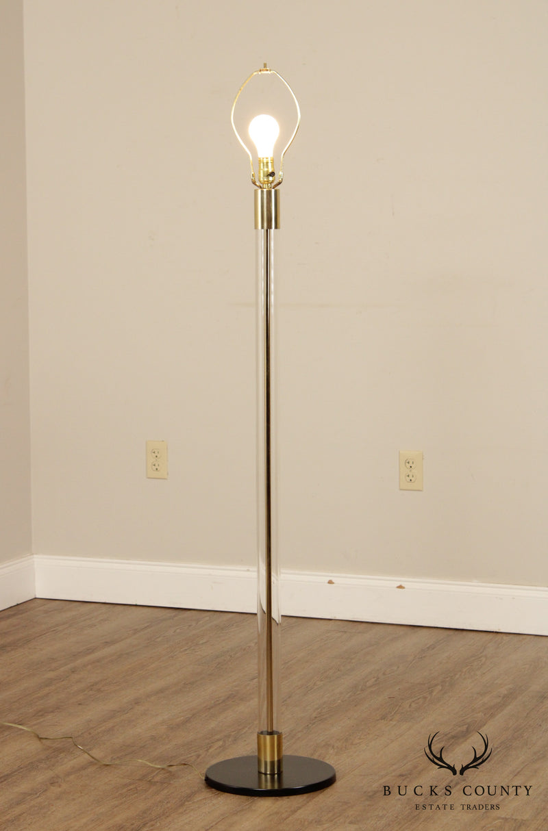 Industrial Style Glass & Brass Floor Lamp
