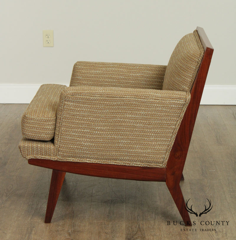 Mid Century New Hope School Walnut Upholstered Lounge Chair