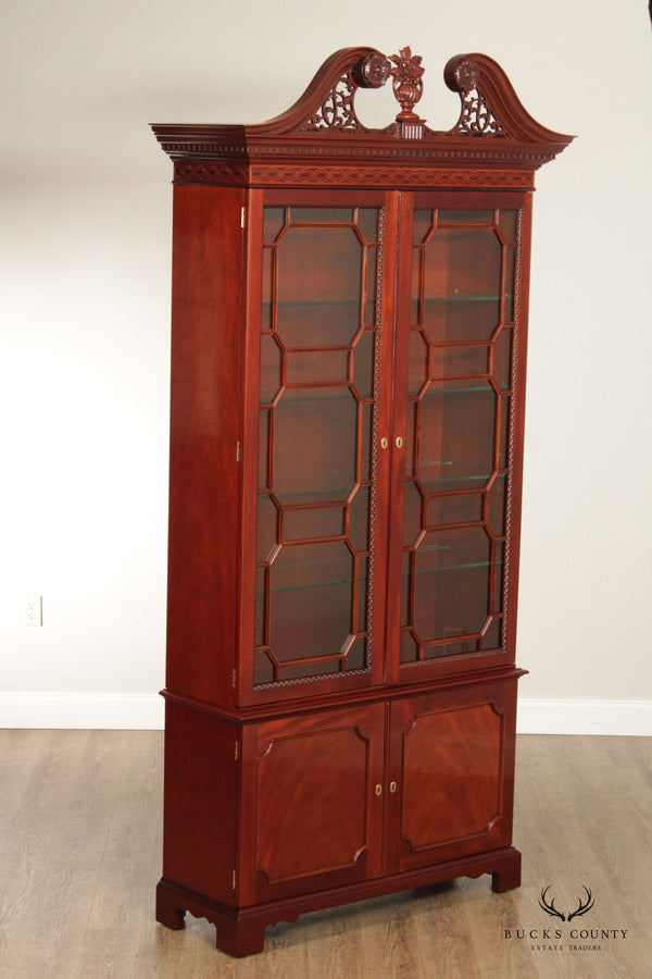 Kindel Georgian Style Mahogany Glass Door Bookcase Display Cabinet