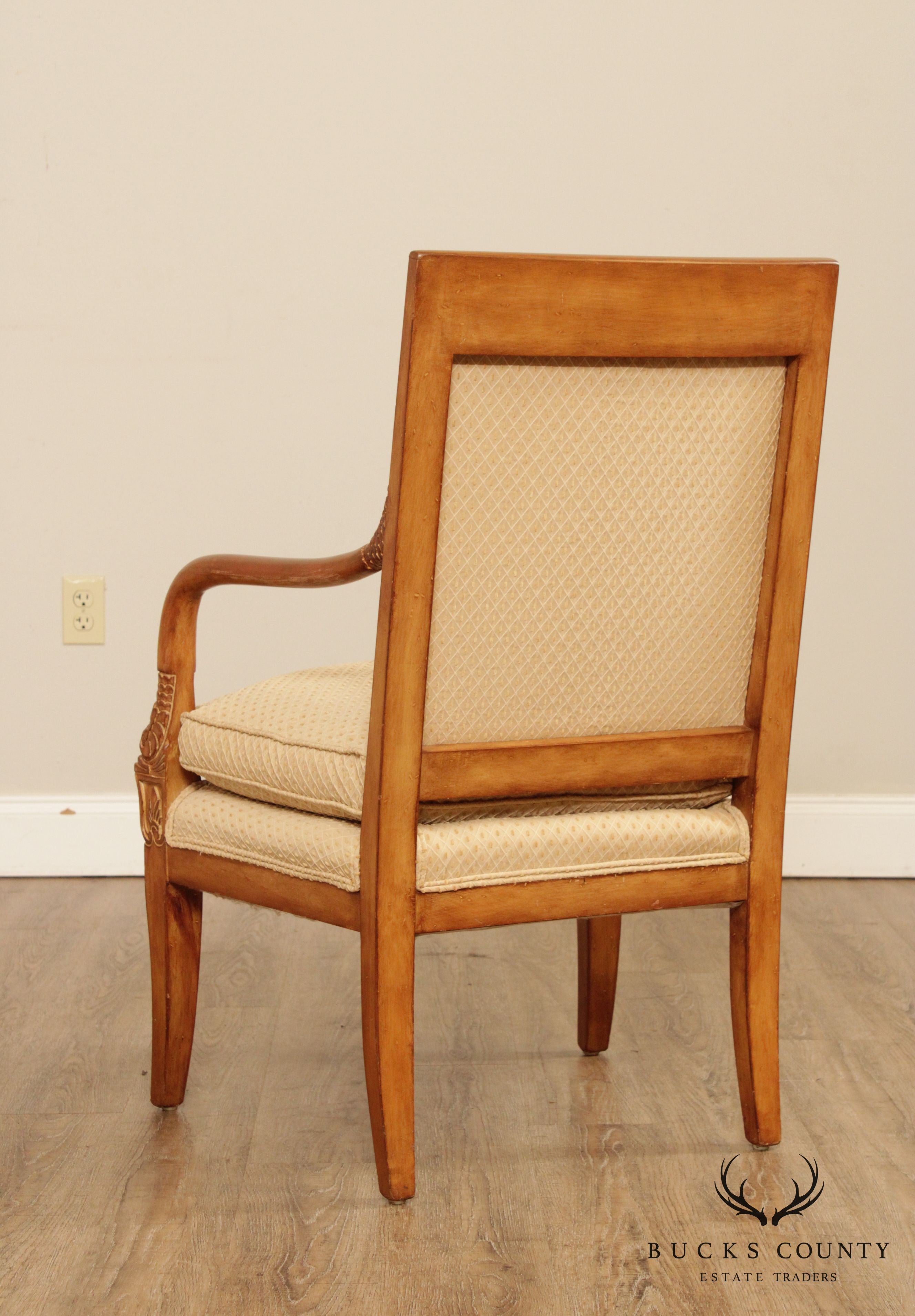 French Empire Style Pair Dolphin Carved Armchairs