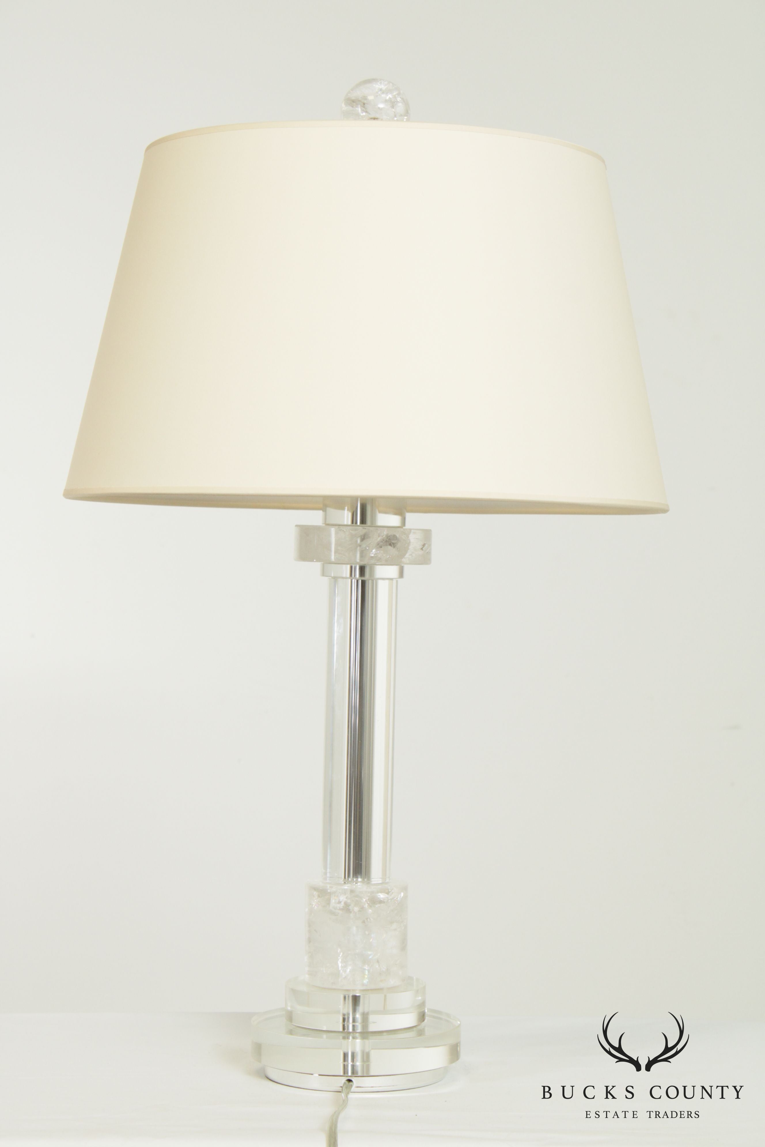 Contemporary Lucite and Quartz Table Lamp