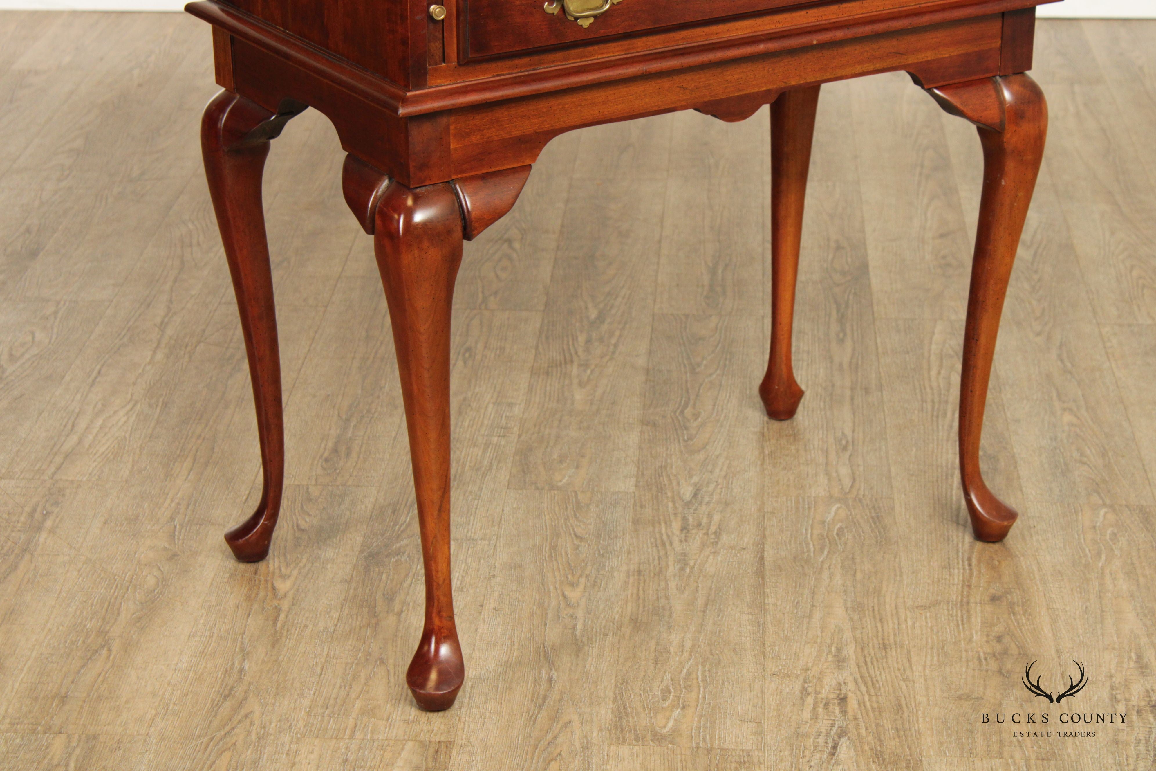 Crescent Queen Anne Style Cherry Secretary Desk Bookcase