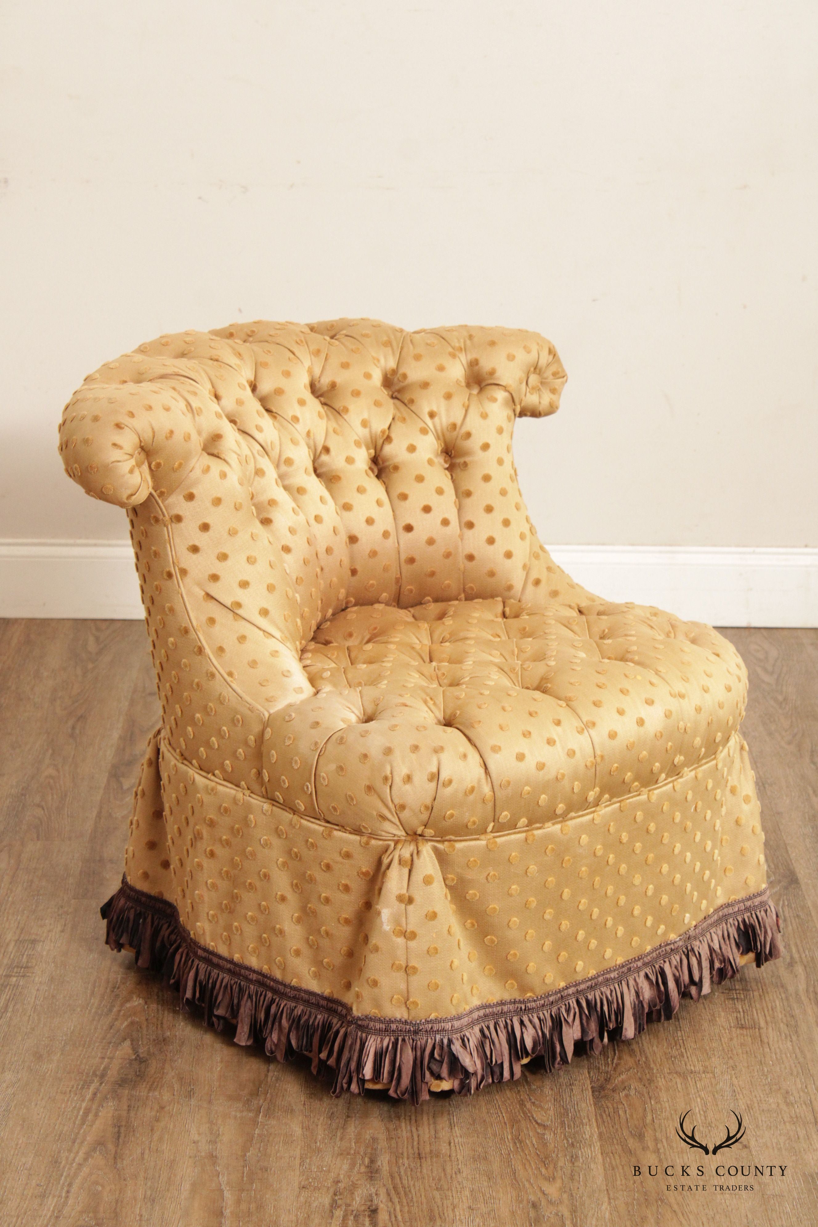 Baker Vintage Custom Tufted Upholstered Boudoir Chair