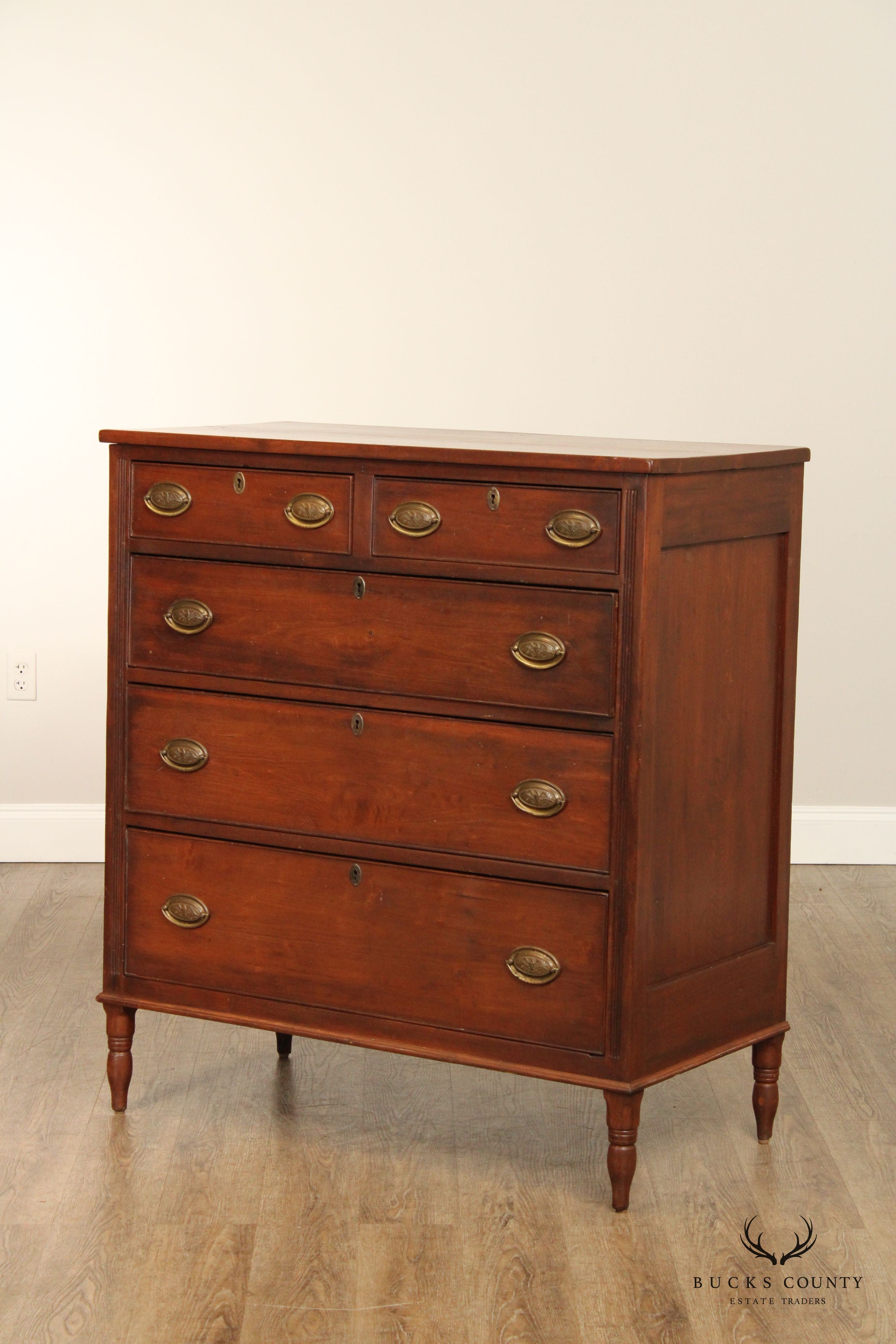 Antique Pennsylvania Sheraton Period Poplar Chest of Drawers