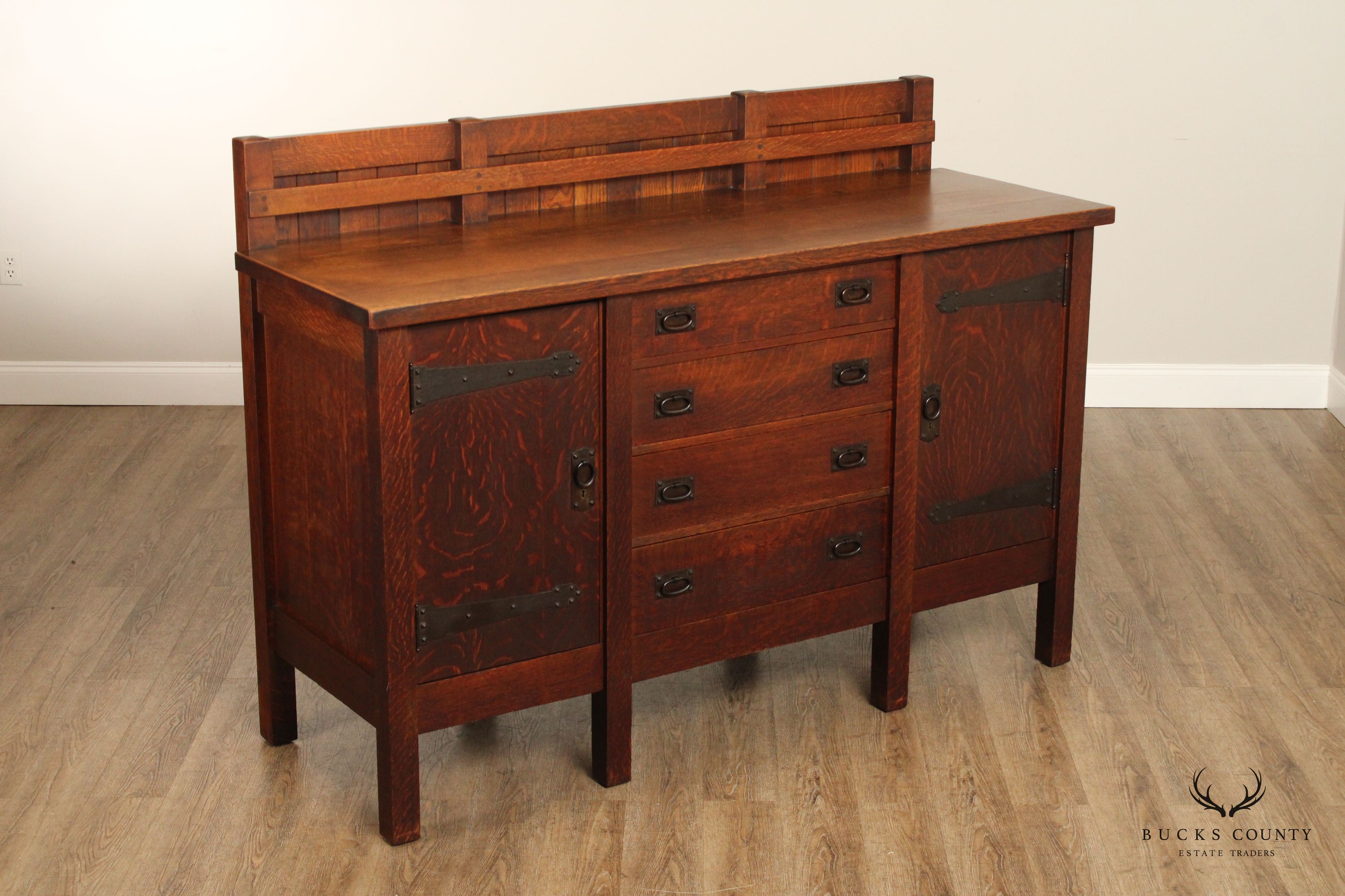 Gustav Stickley Mission Eight Leg Oak Sideboard