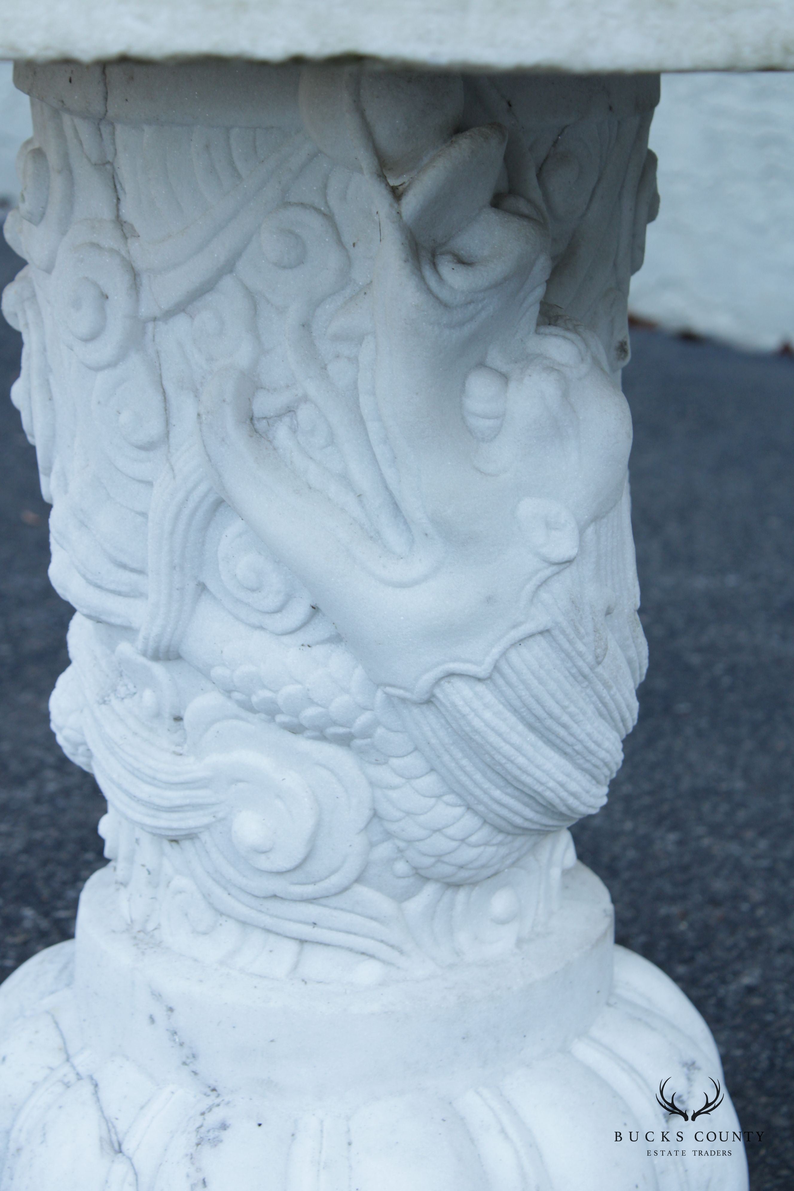 Chinese Carved Marble Garden Table and Stools Set