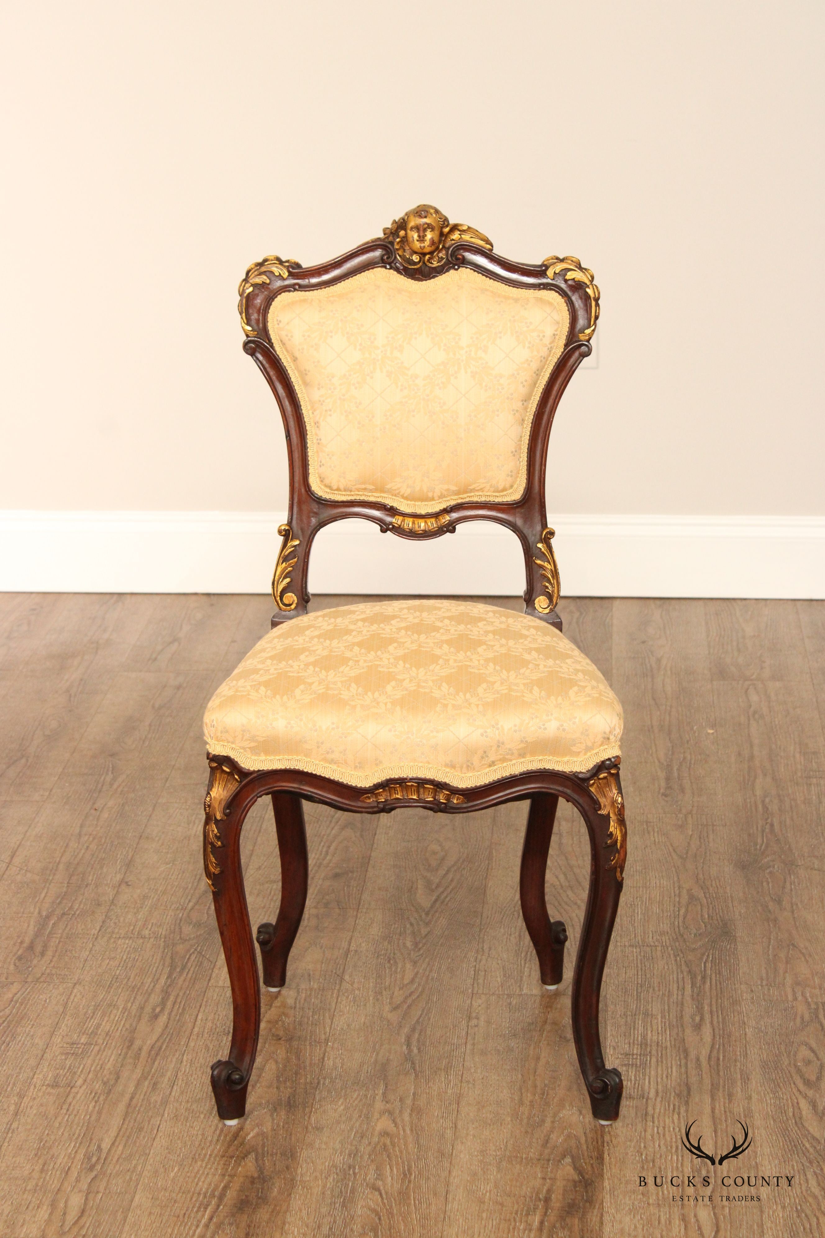 Louis XV Style Parcel Gilt Side Accent Chair