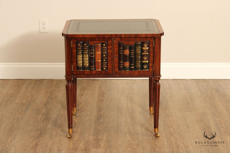 Maitland Smith Mahogany Faux Book End Table Cabinet