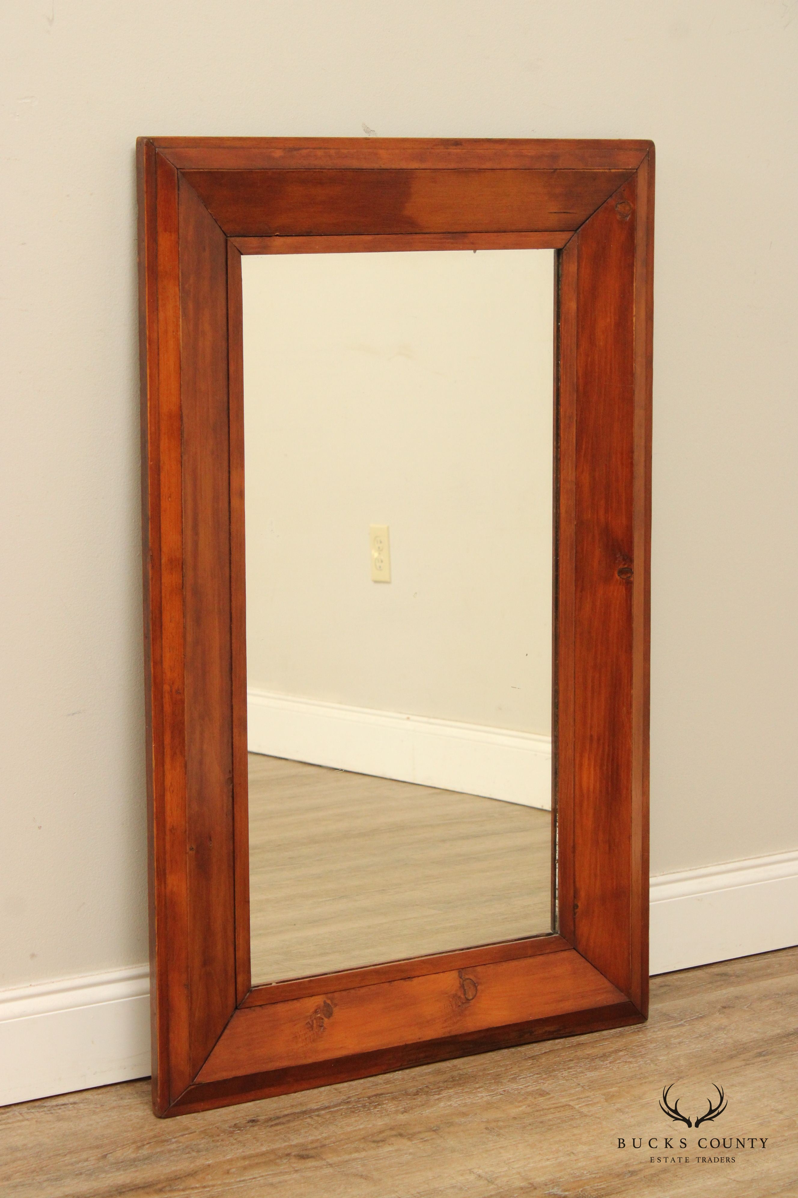 Large Antique Ogee Carved Pine Mirror