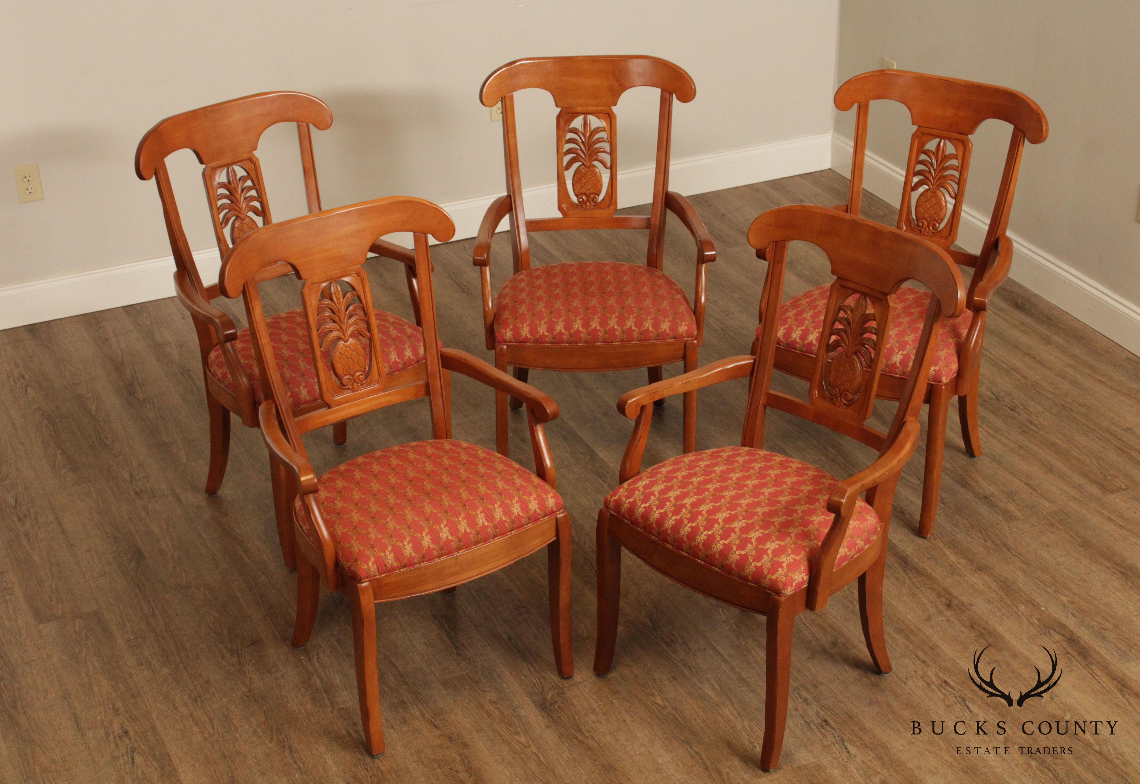 Ethan Allen Legacy Collection Set 5 Pineapple Back Dining Chairs