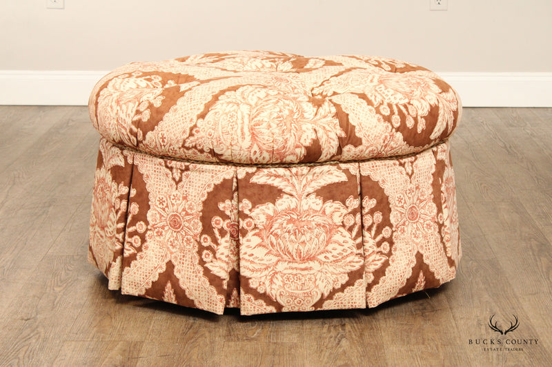 SHERRILL FURNITURE ROUND TUFTED UPHOLSTERED OTTOMAN