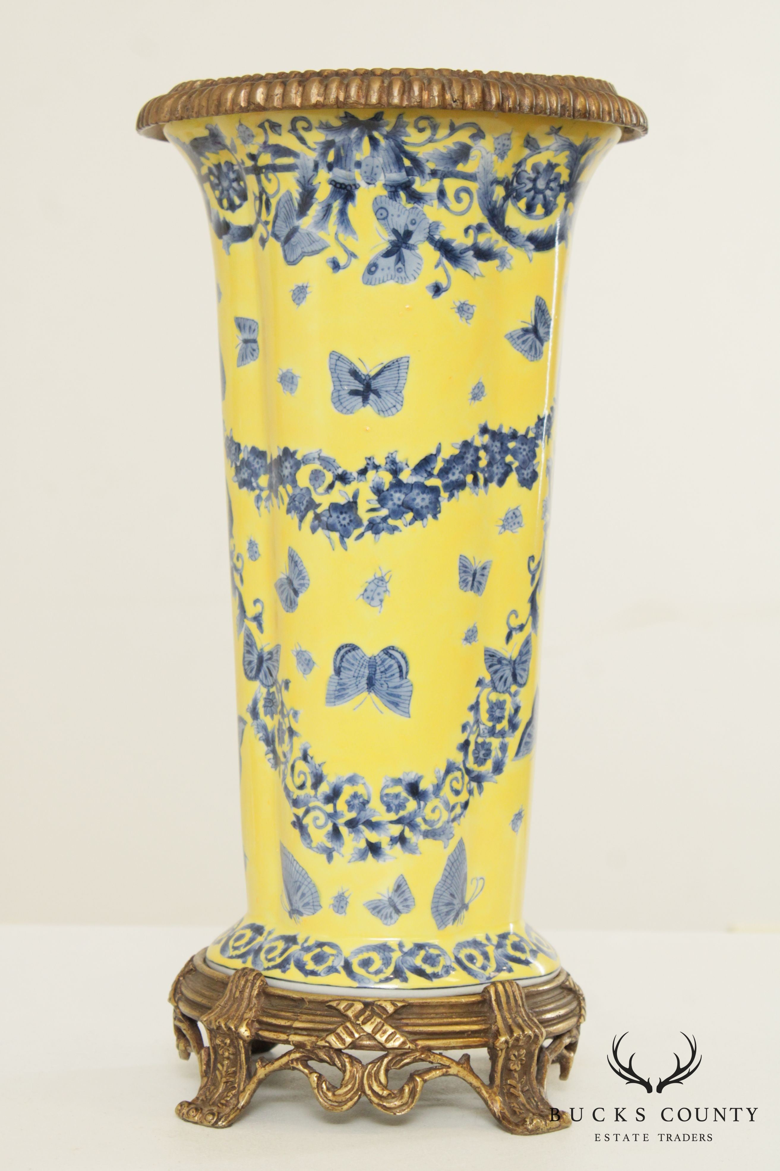 Chinese Brass Mounted Porcelain Vase