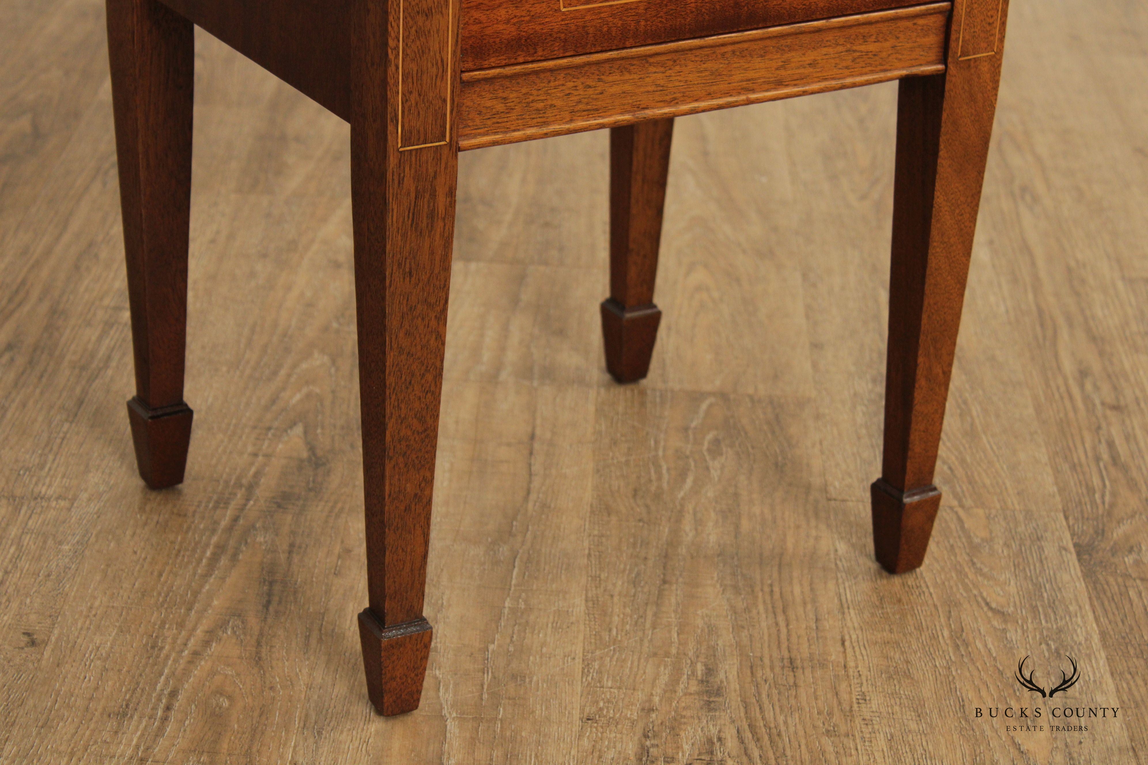 1940's Federal Hepplewhite Style Inlaid Mahogany Cabinet Nightstand