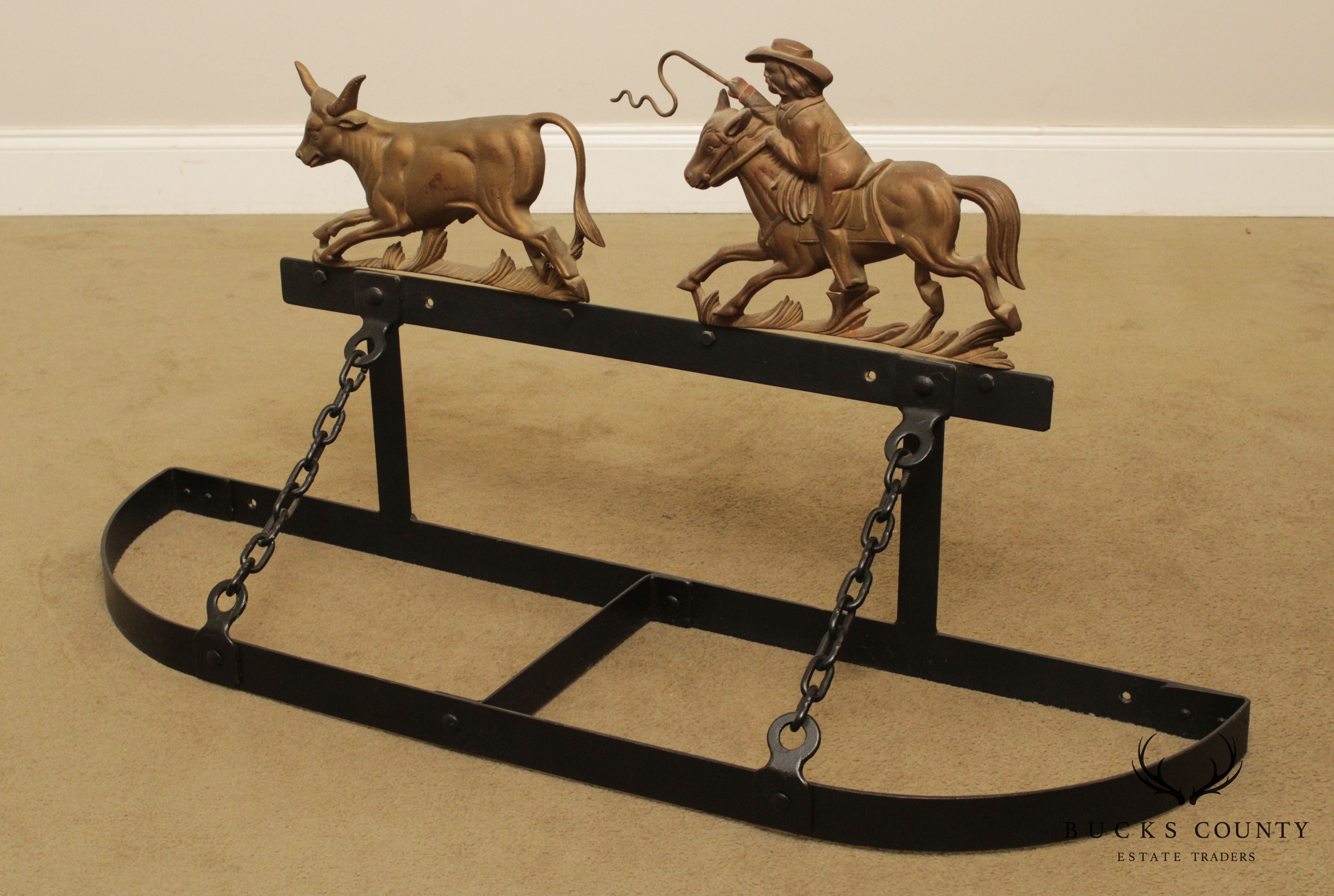 Vintage Western Wrought Iron Hanging Rack