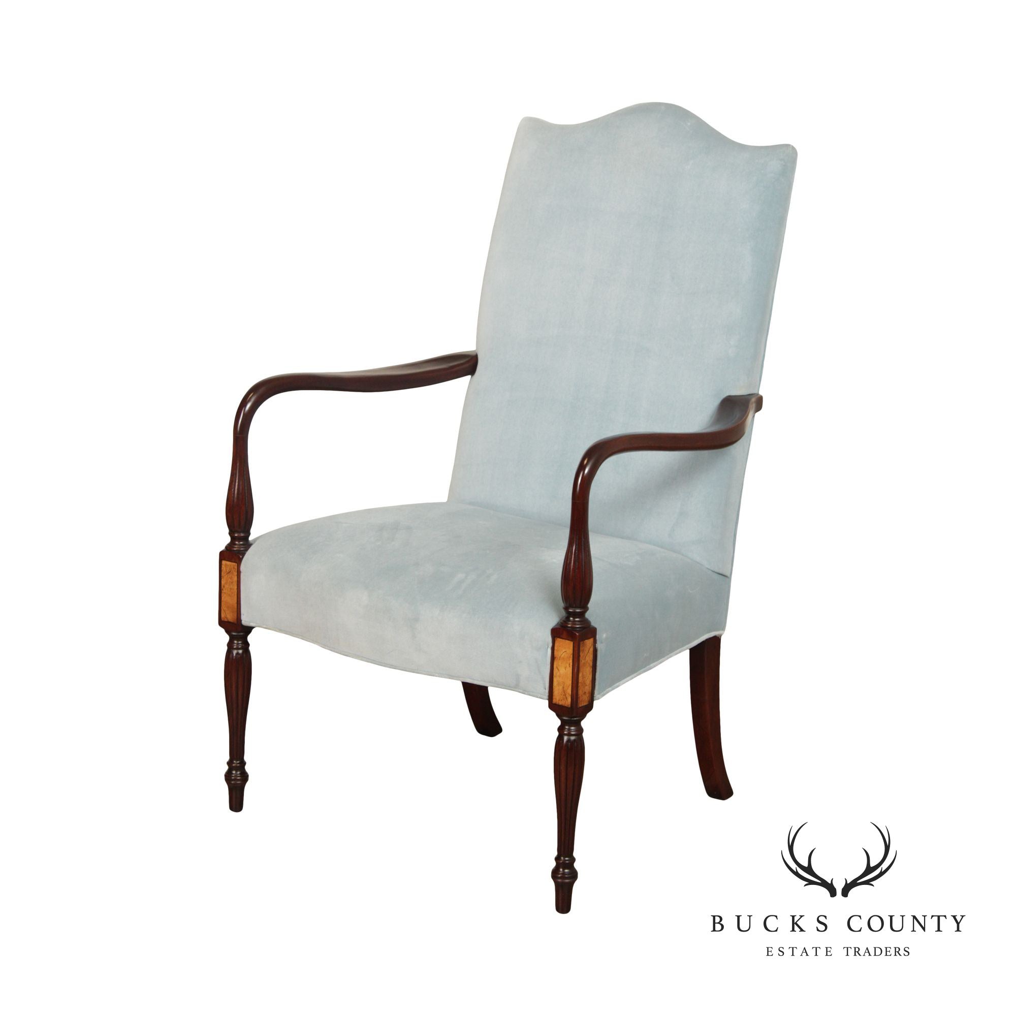 Hickory Chair Federal Style Inlaid Mahogany Lolling Armchair