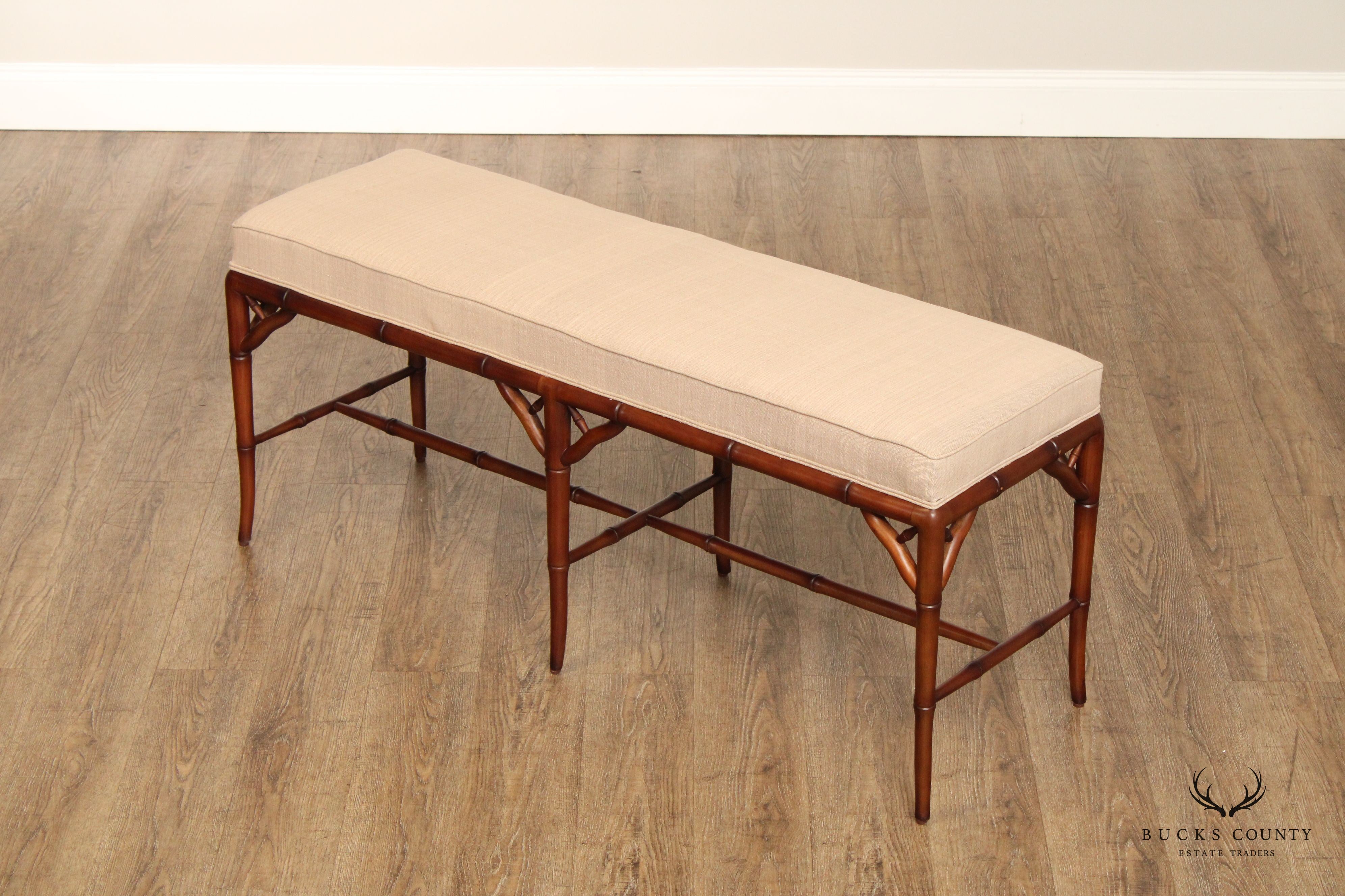 Faux Bamboo Upholstered Seat Window Bench