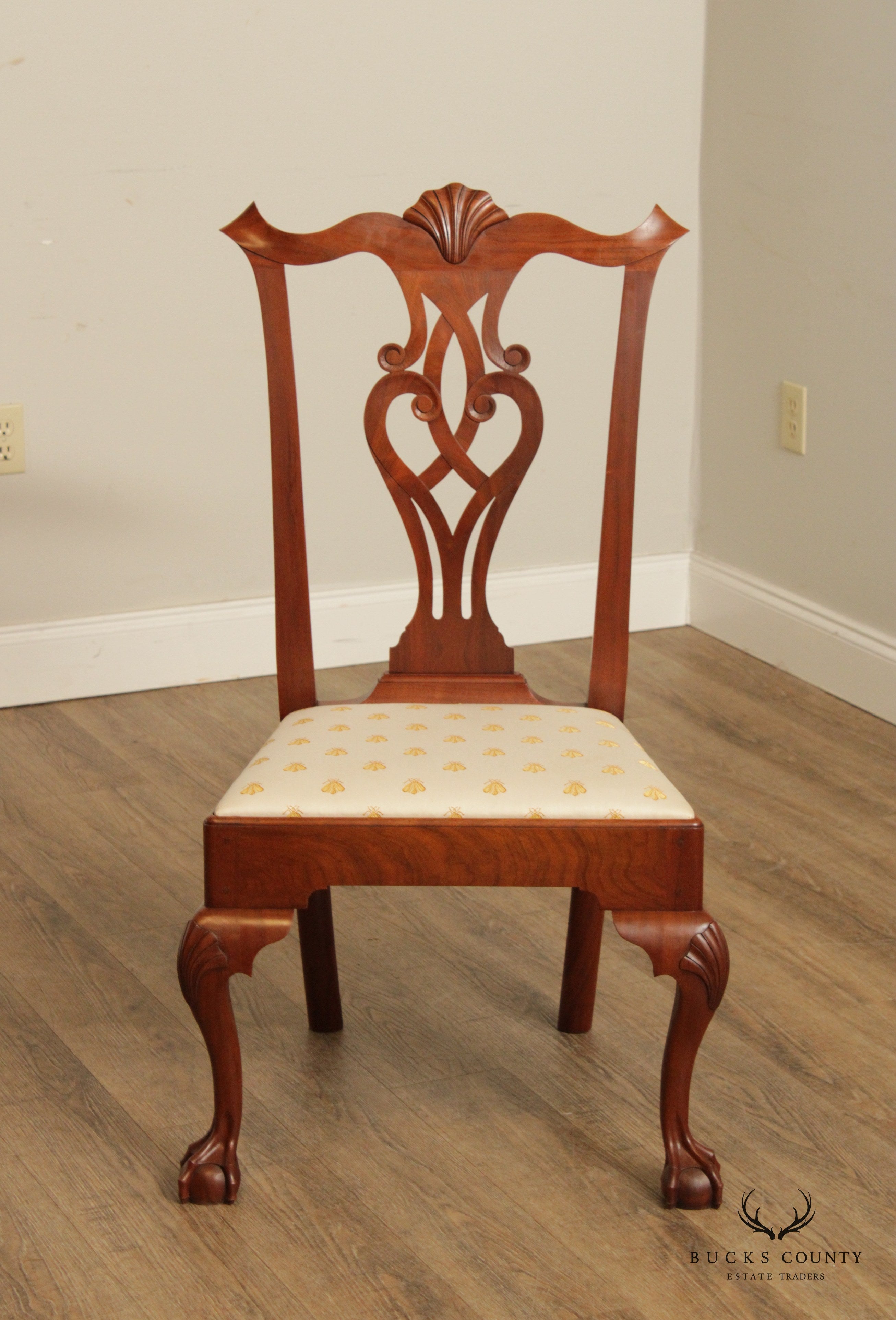 Irion Company Chippendale Style Custom Crafted Pair of Mahogany Side Dining Chairs