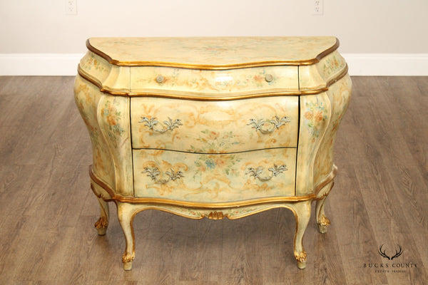 Italian Louis XV Style Paint Decorated Bombe Chest