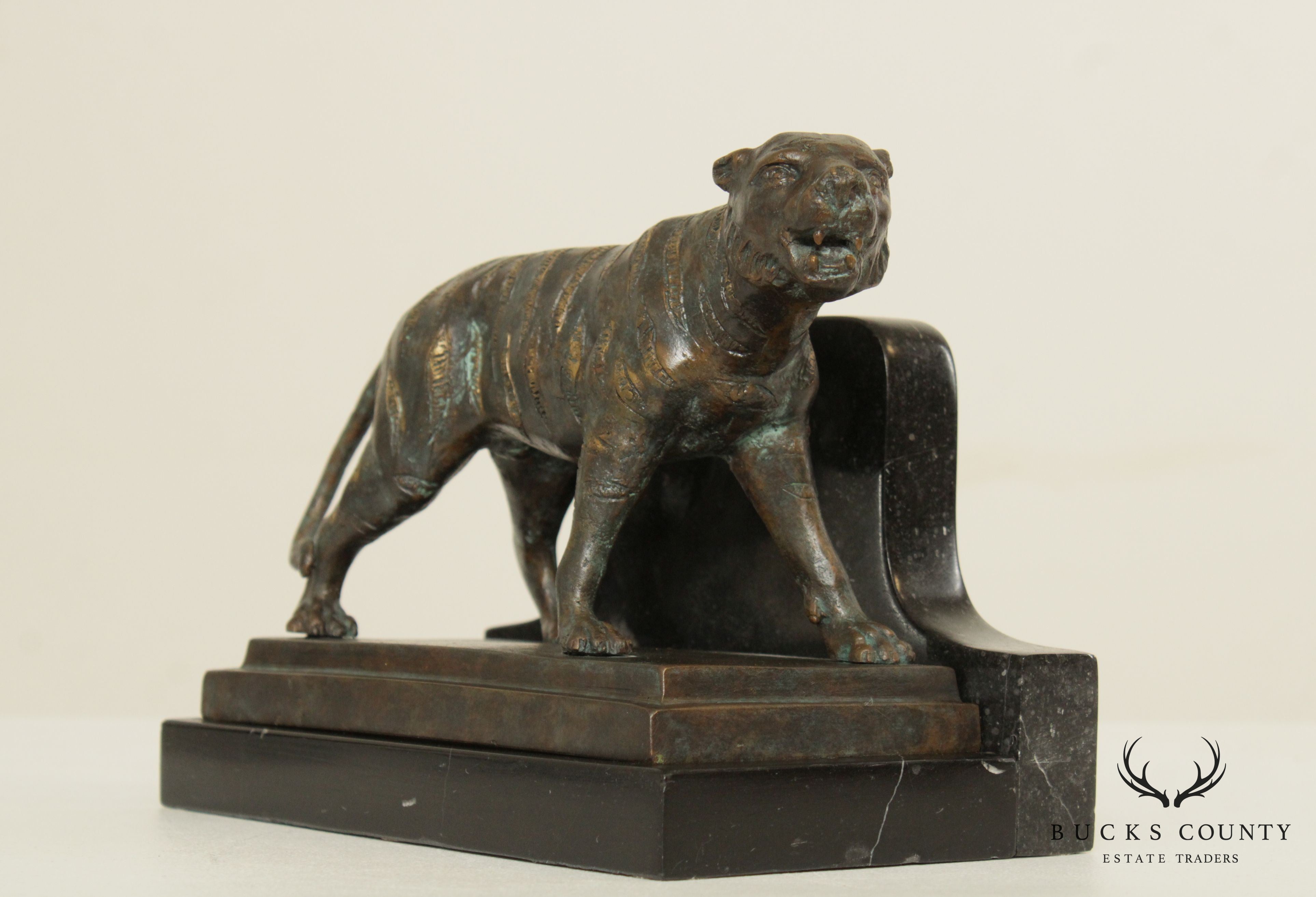 Maitland Smith Bronze Tiger Bookend