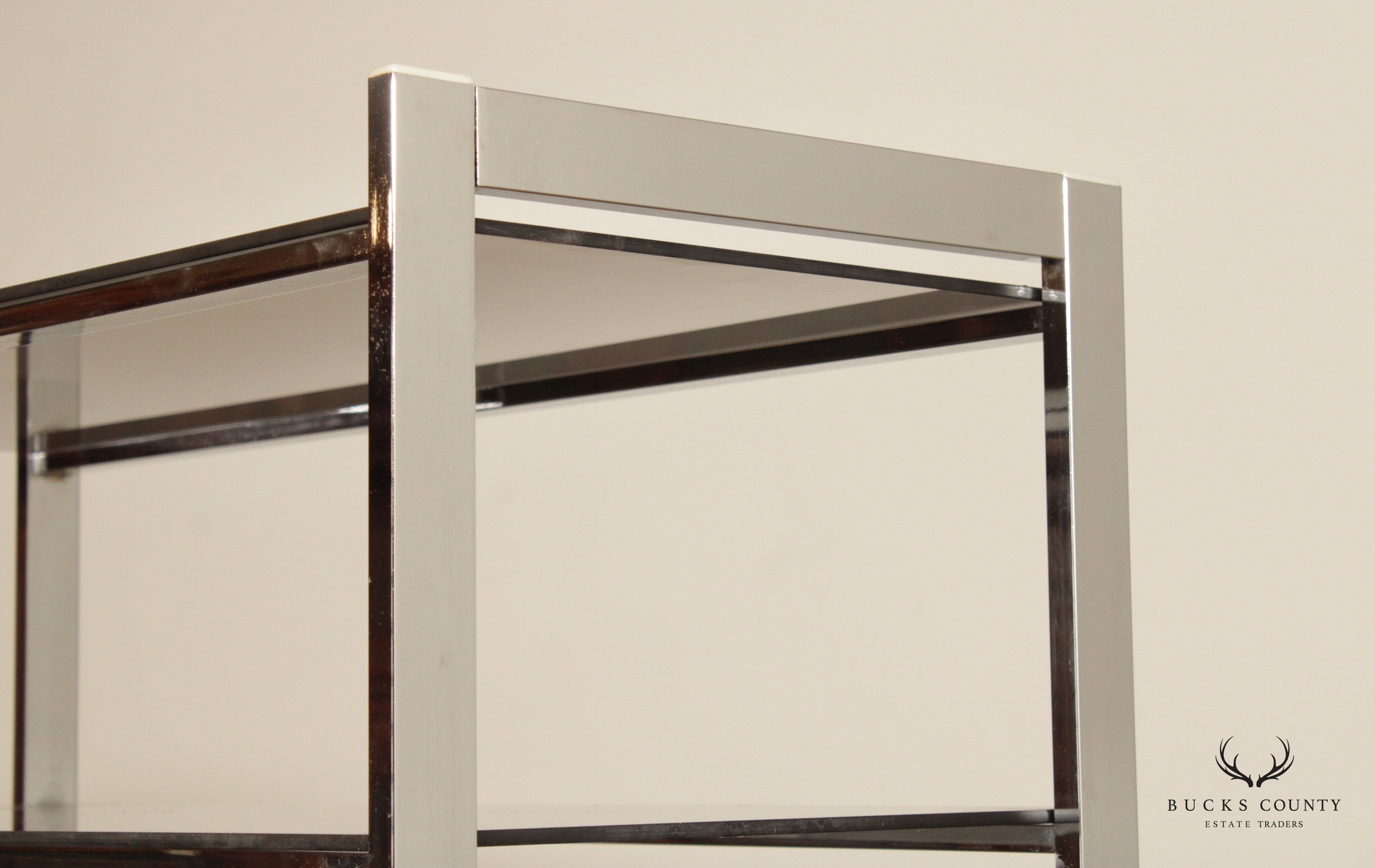 Mid Century Modern Glass and Chrome Etagere Bookshelf