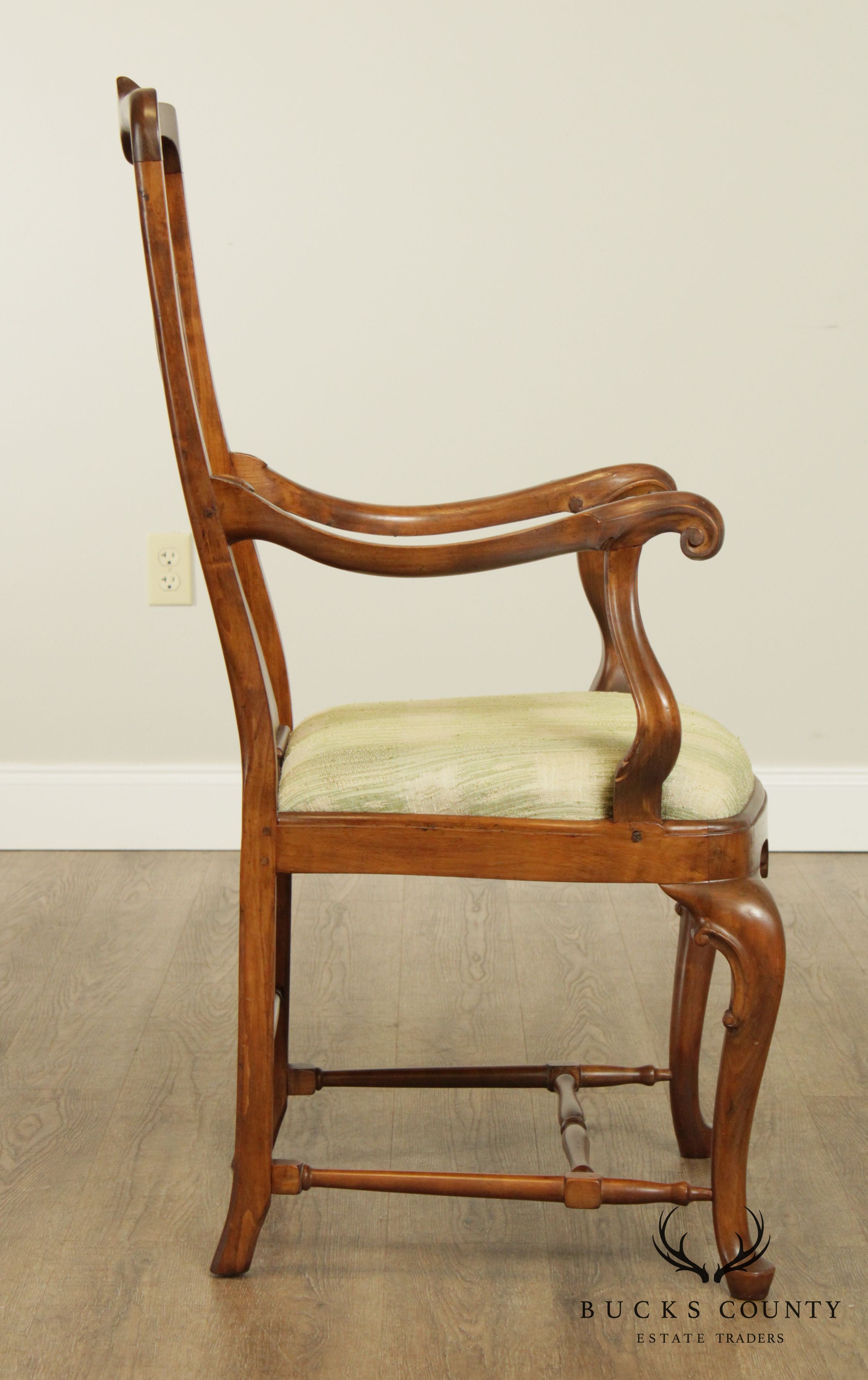 Italian Walnut Vintage Pair Armchairs