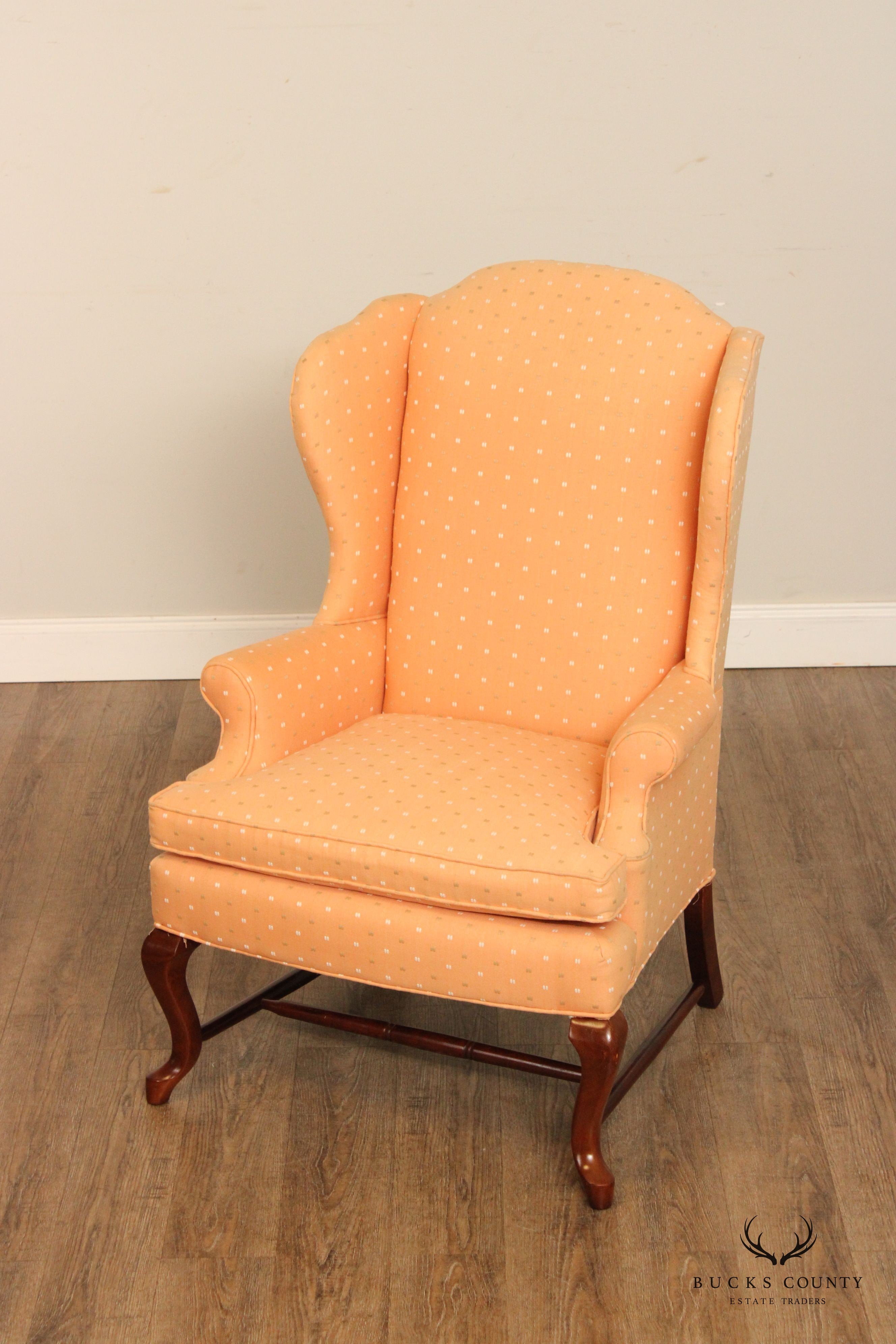 Hammary Queen Anne Style Custom Upholstered Wingback Chair