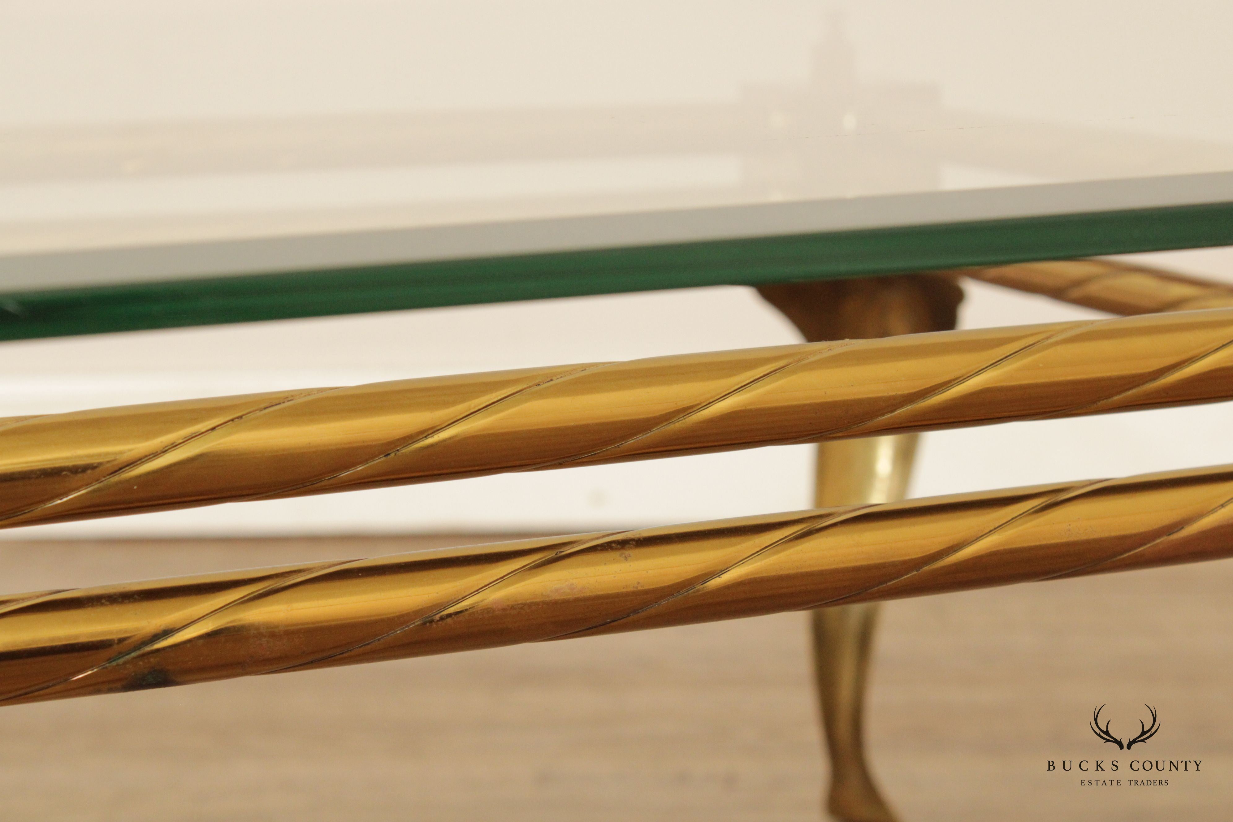 Vintage French Style Brass and Glass Coffee Table