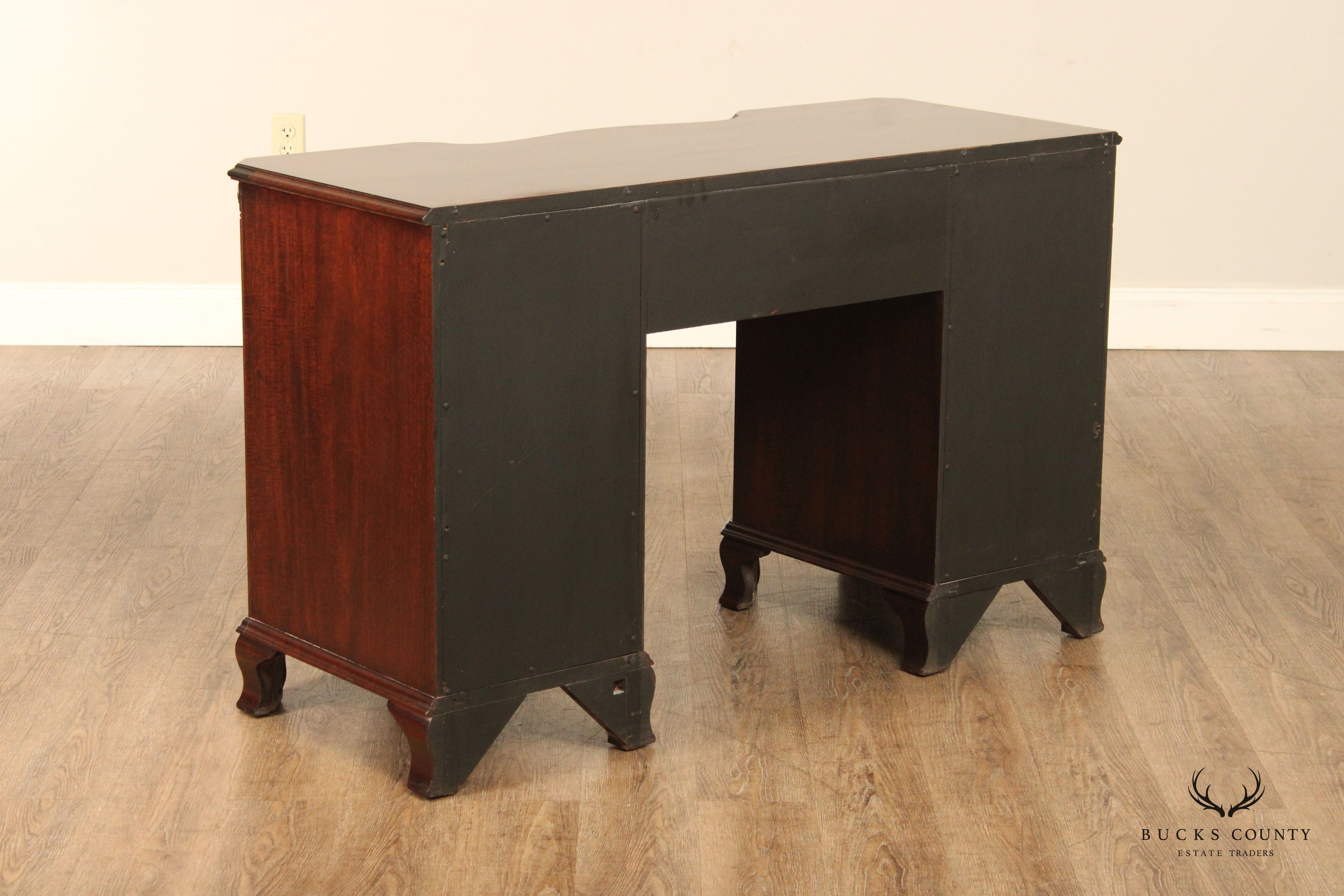 1940's Georgian Style Mahogany Pedestal Writing Desk