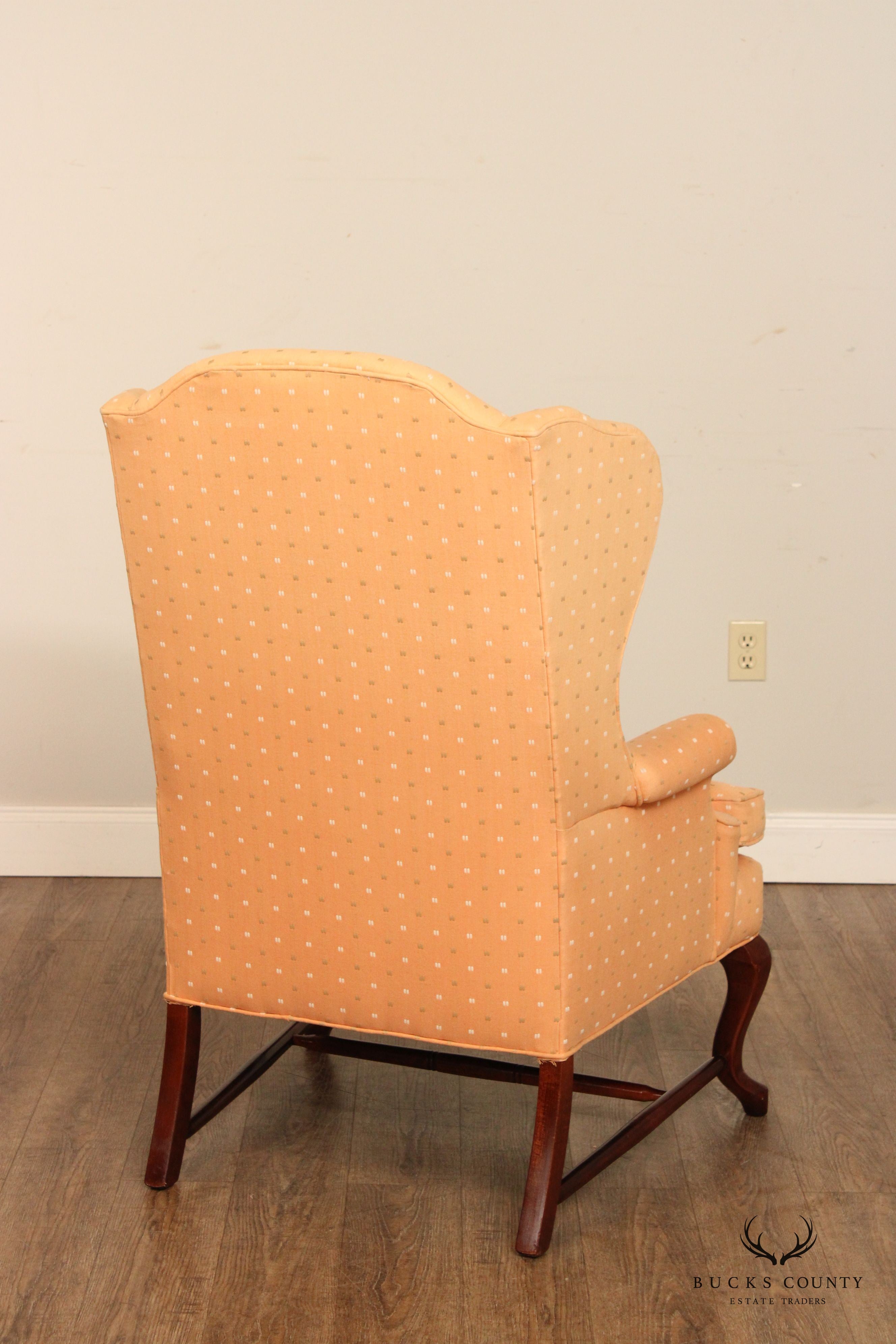 Hammary Queen Anne Style Custom Upholstered Wingback Chair