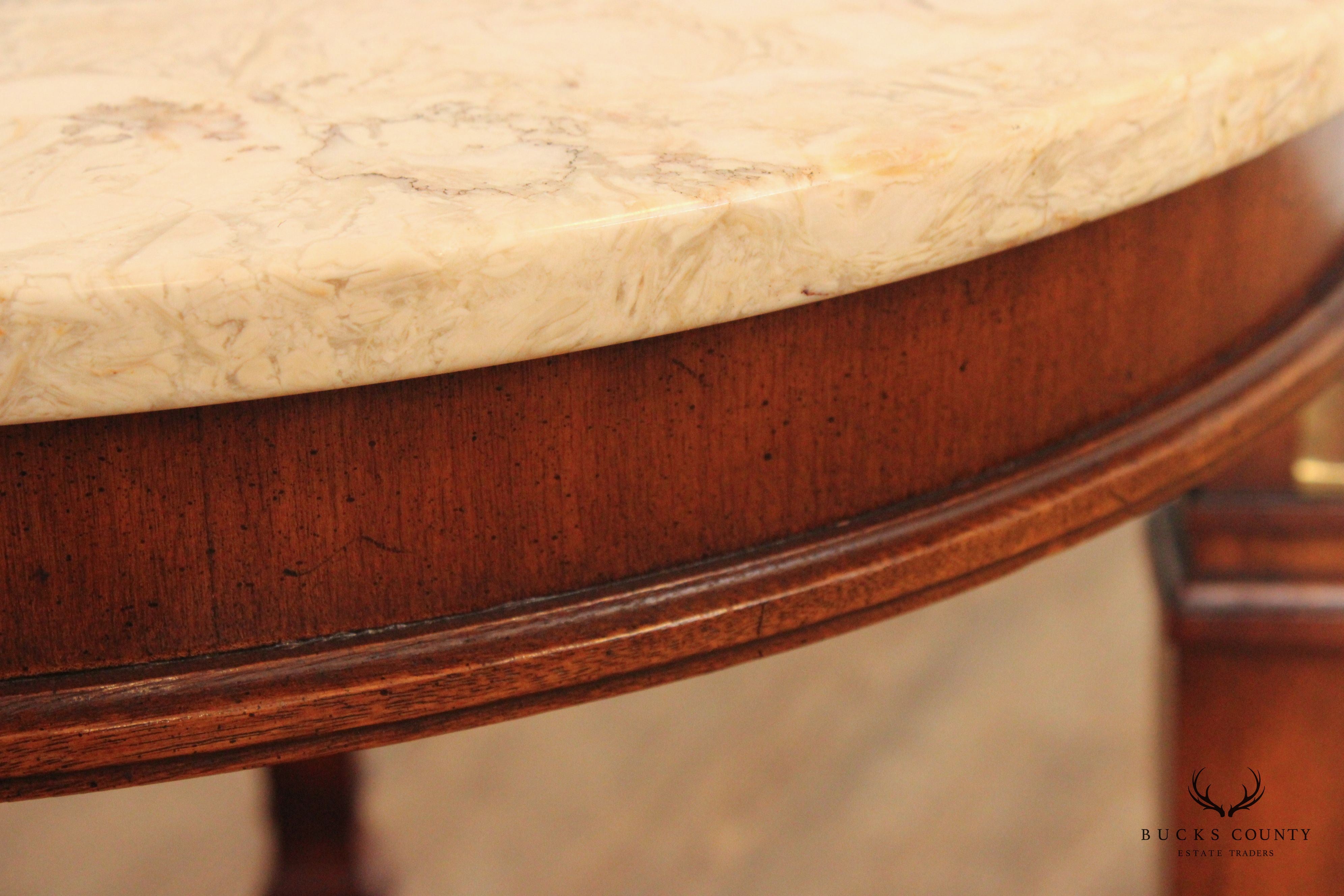 Egyptian Revival Style Round Marble Top Accent Table