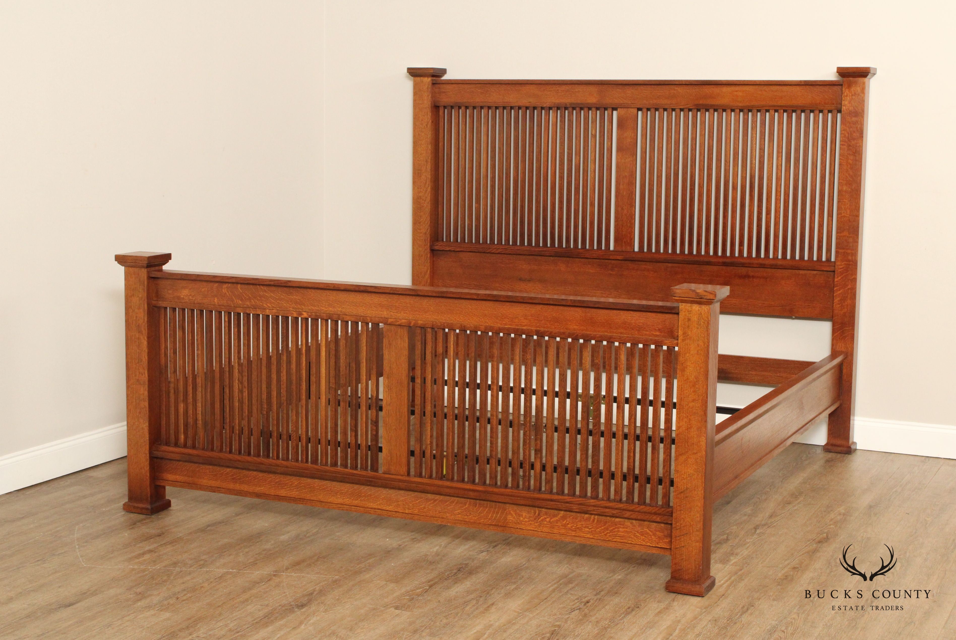 Stickley Mission Collection King Size Oak Prairie Bed