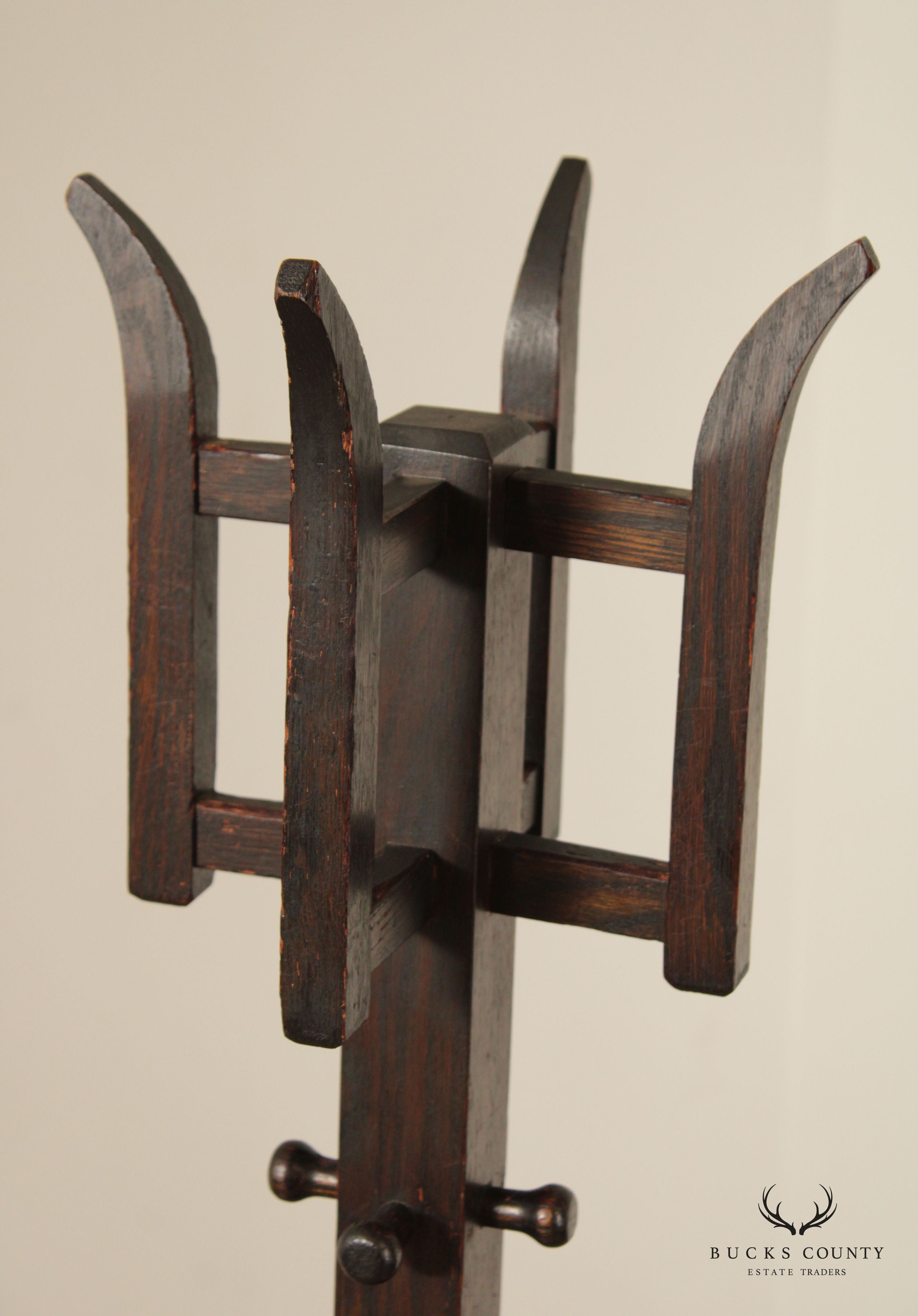 Antique Mission Oak Coat Rack