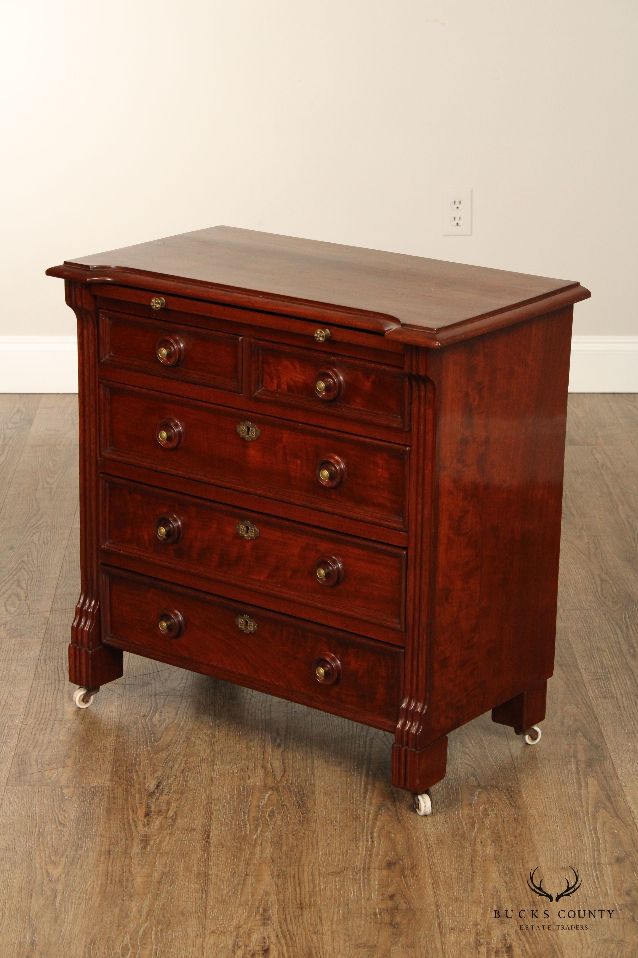 Antique English Mahogany And Rosewood Bachelor's Chest