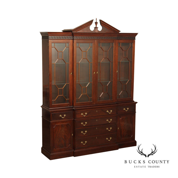 Stickley Chippendale Style Mahogany Four-Door Breakfront China Cabinet Bookcase